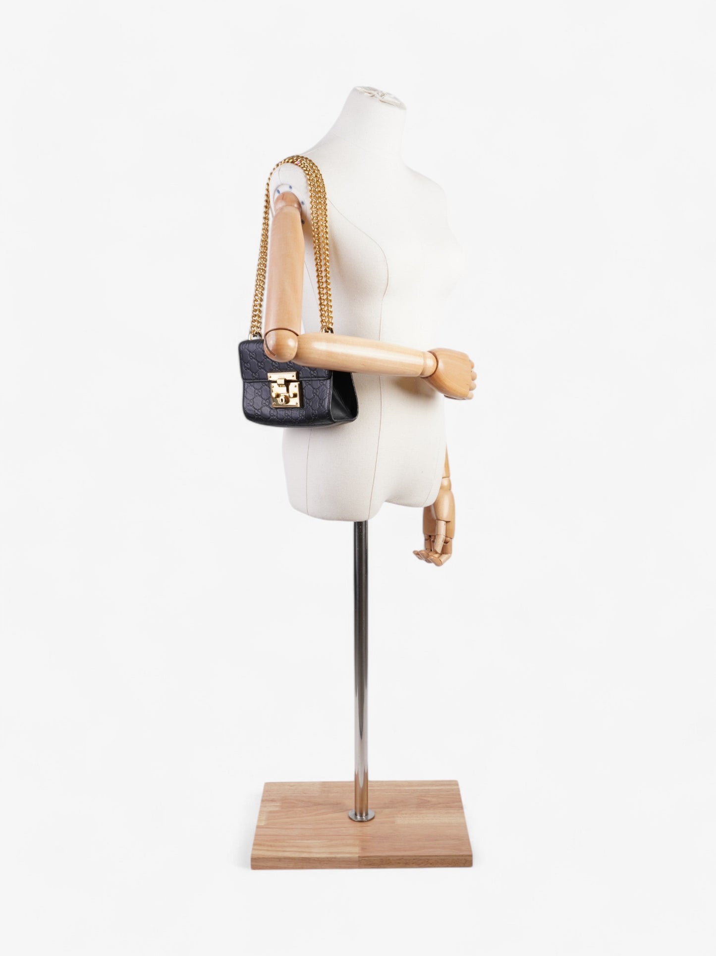 Gucci Padlock Shoulder Bag Leather Black Leather Small