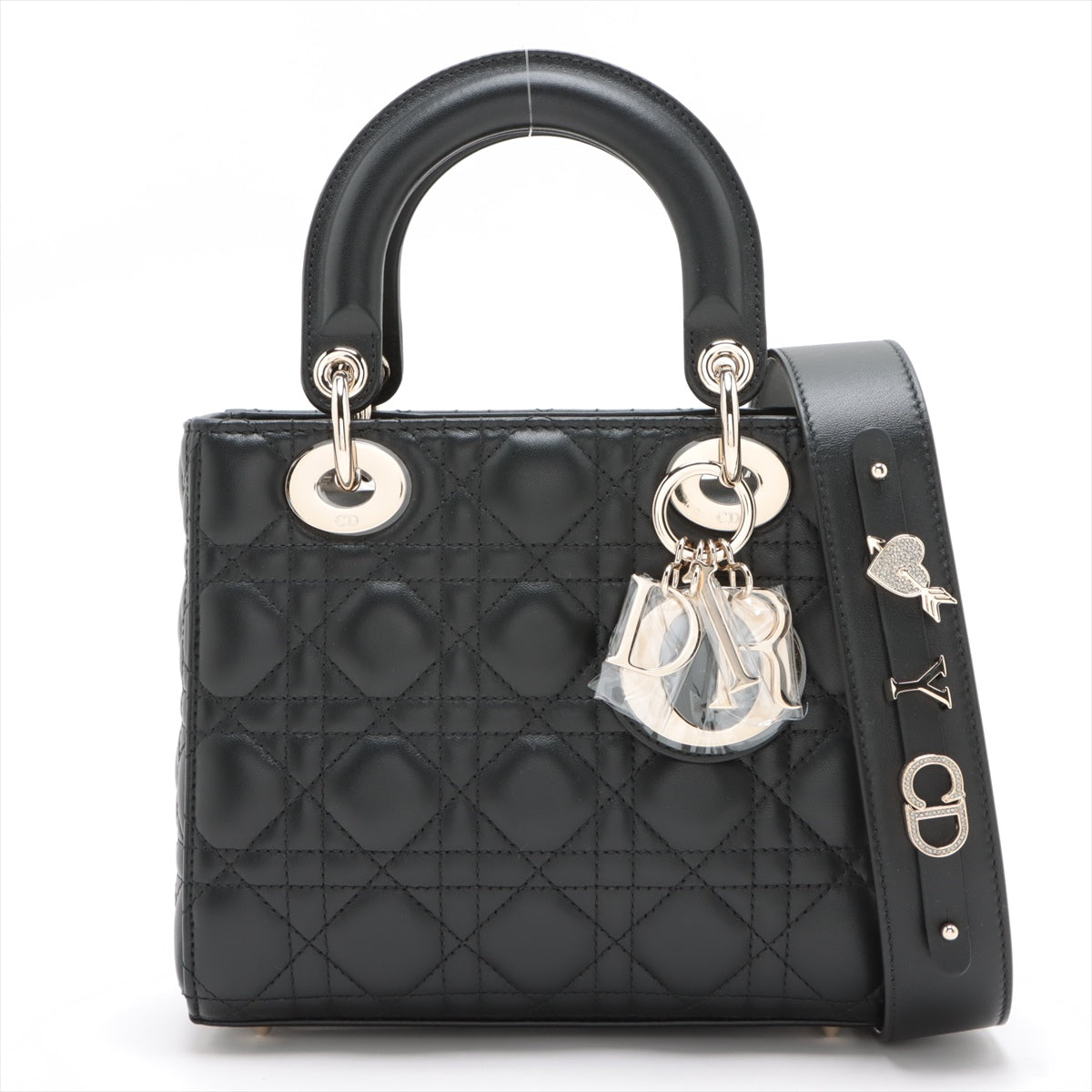 Dior Handbag Christian Cannage Lady Leather Lambskin Black