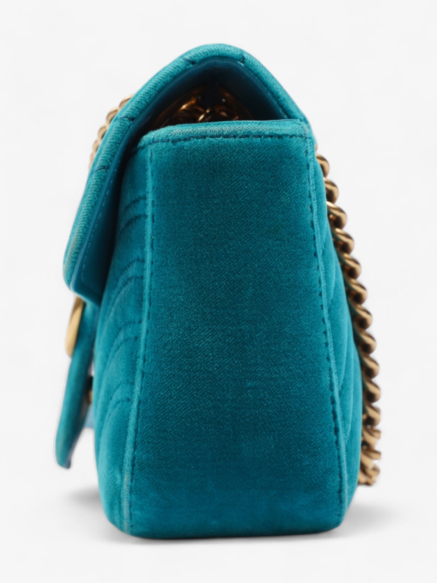 Gucci Marmont Turquoise Velvet Crossbody Bag Mini