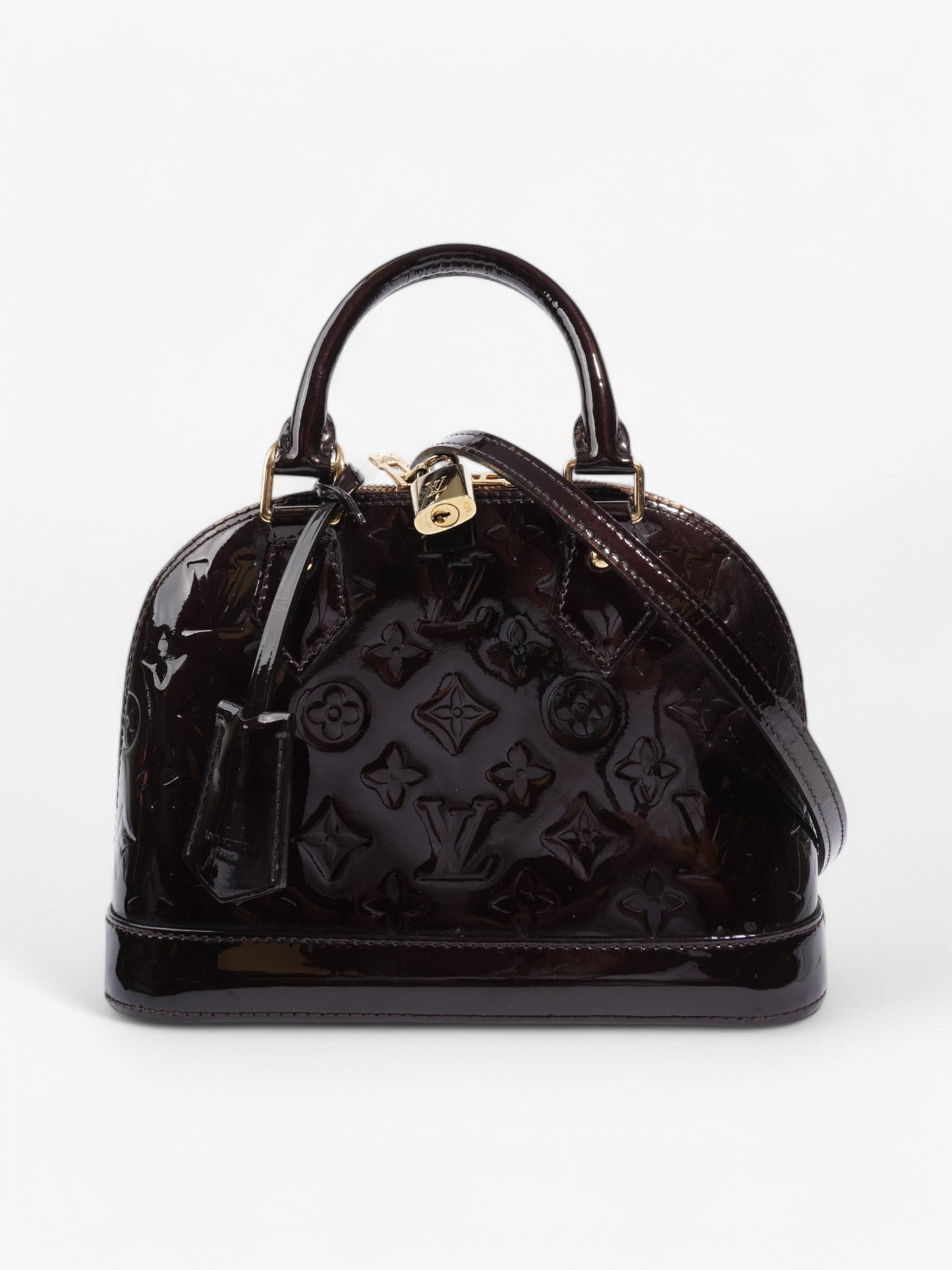 Louis Vuitton Alma Purple BB Vernis Leather Handbag