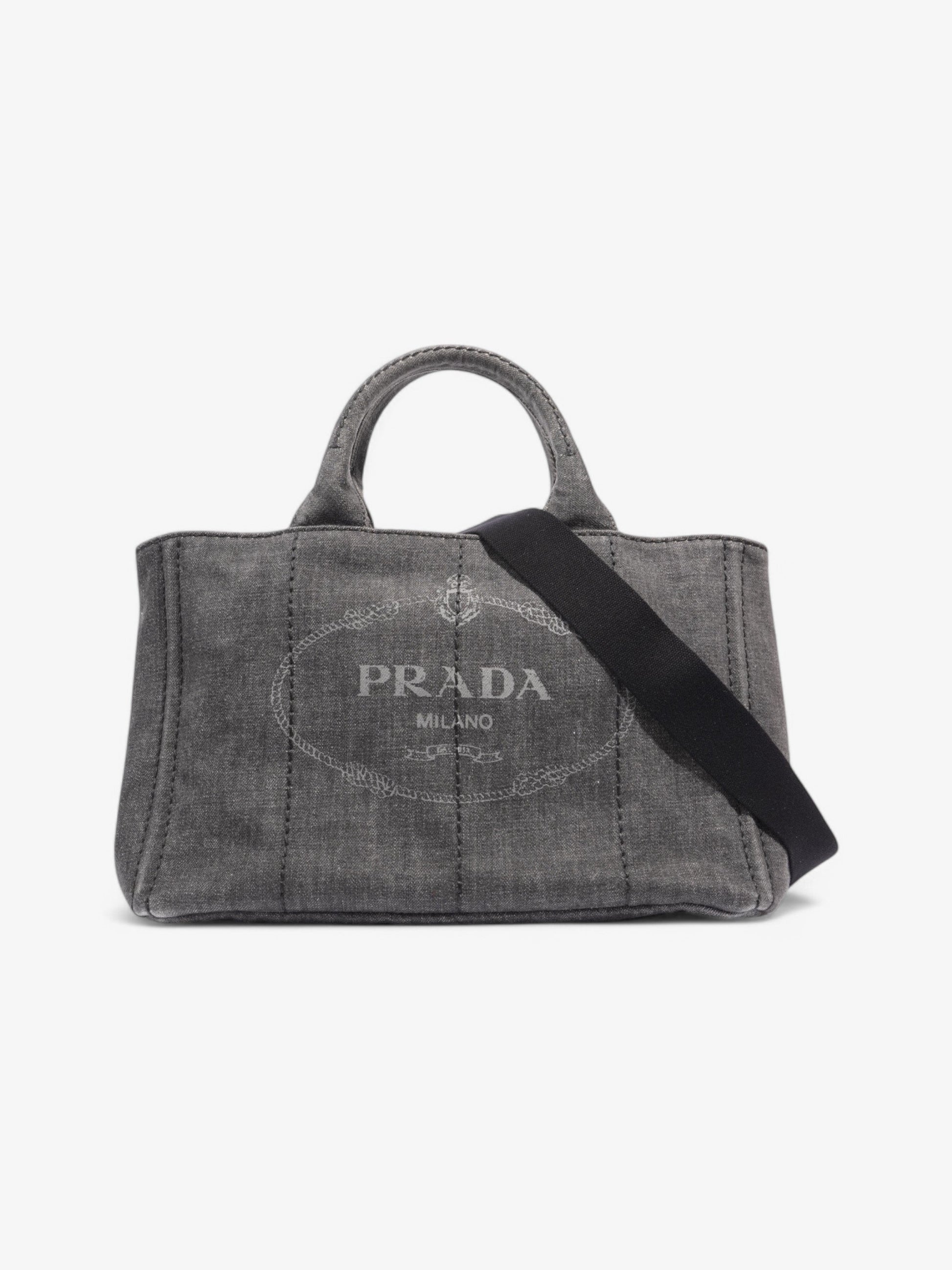 Prada Canapa Way Bag Denim Black Travel Bag