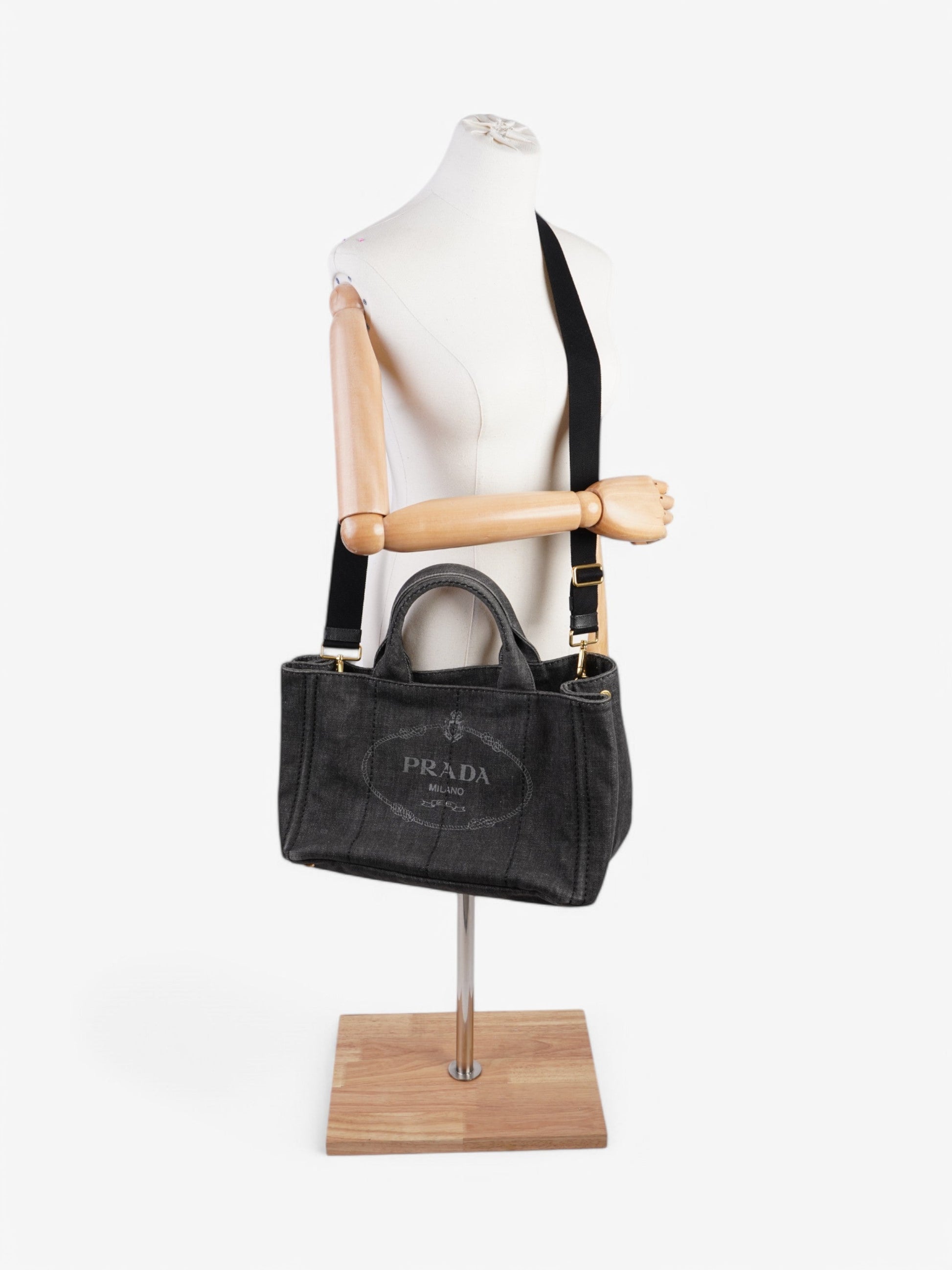 Prada Canapa Way Bag Denim Black Travel Bag