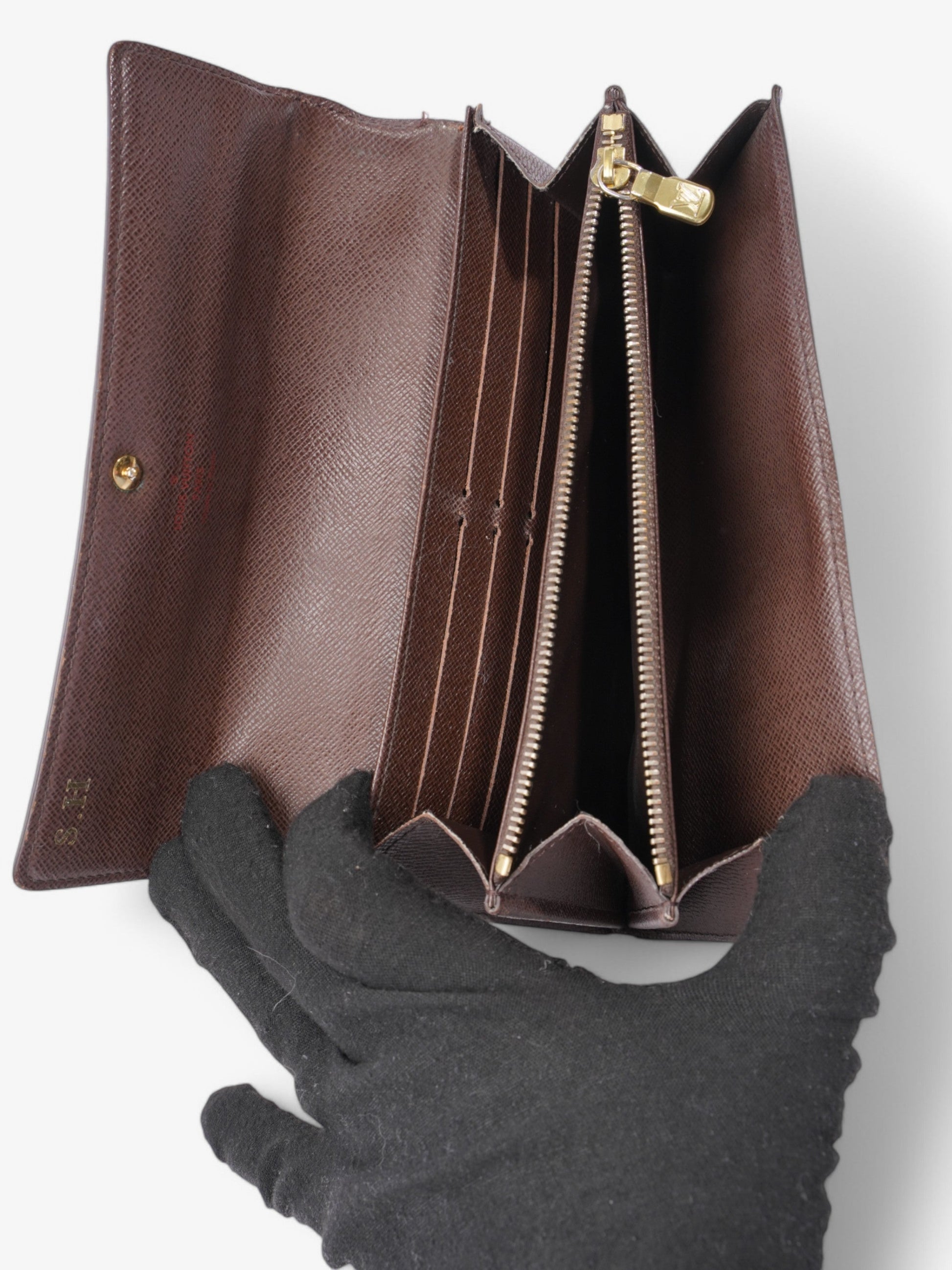 Louis Vuitton Sarah Ebene Coated Canvas Damier Wallet Case Canvas 7