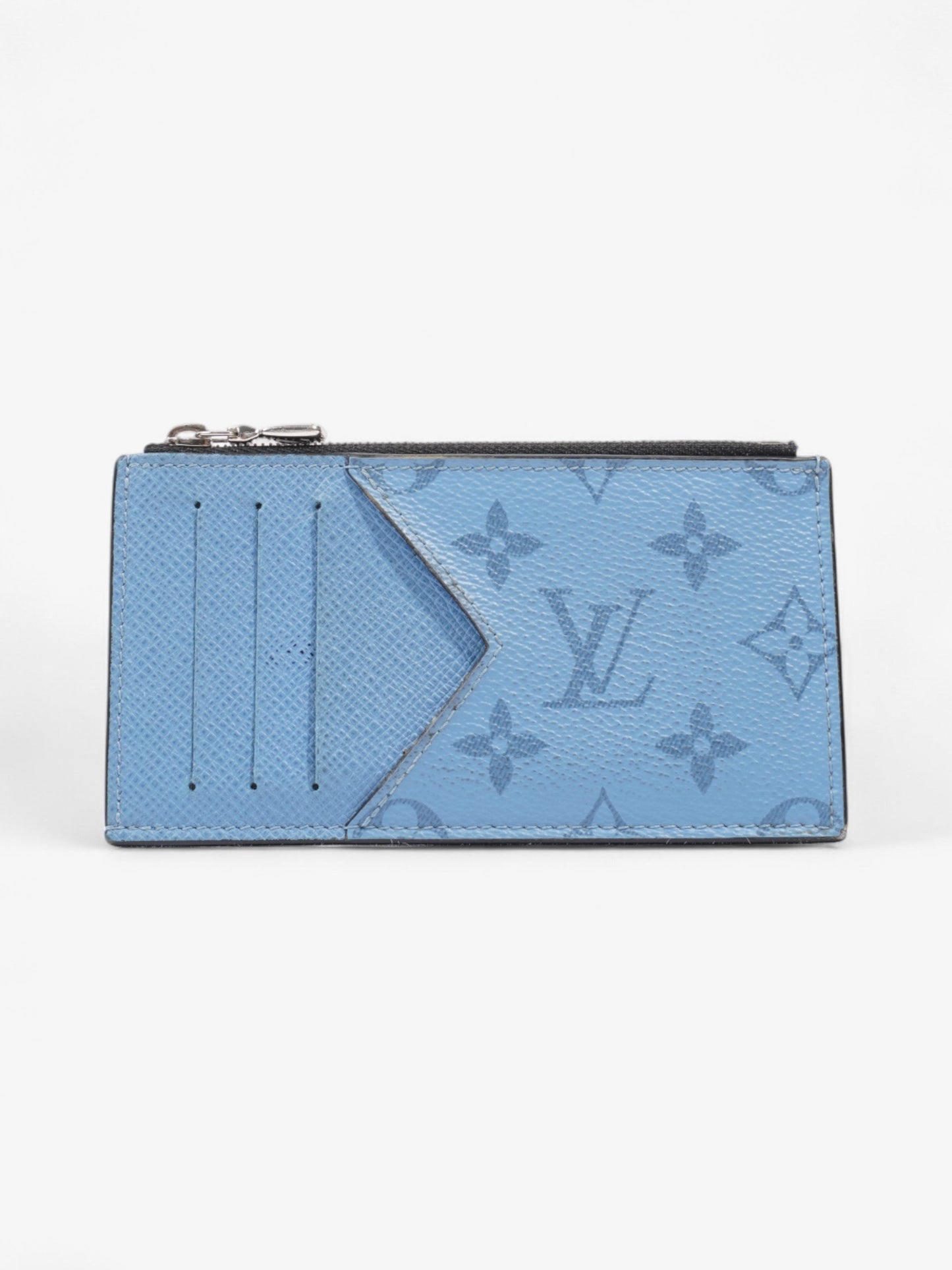 Louis Vuitton Card Holder Leather Blue Wallet Case