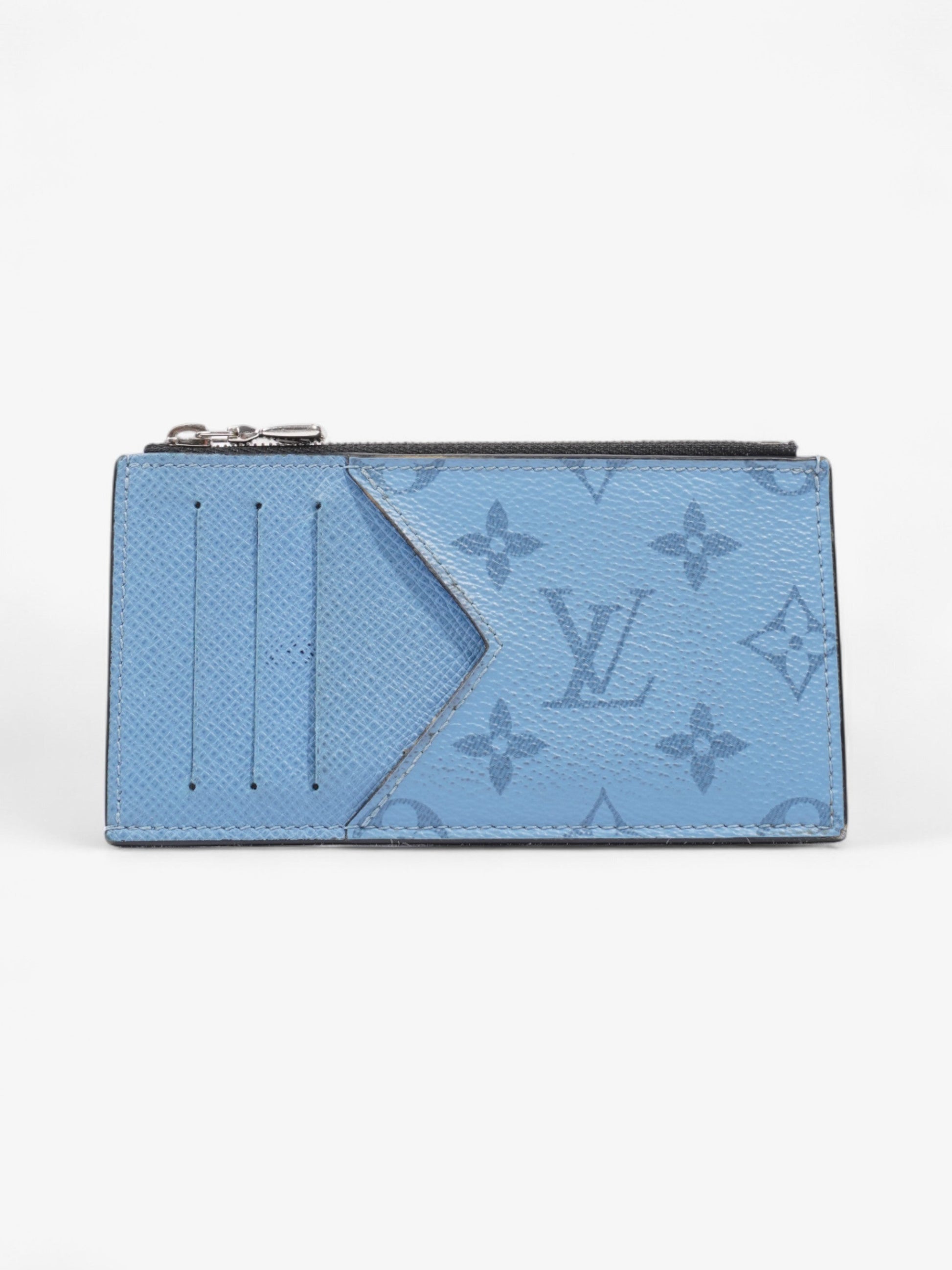 Louis Vuitton Card Holder Leather Blue Wallet Case