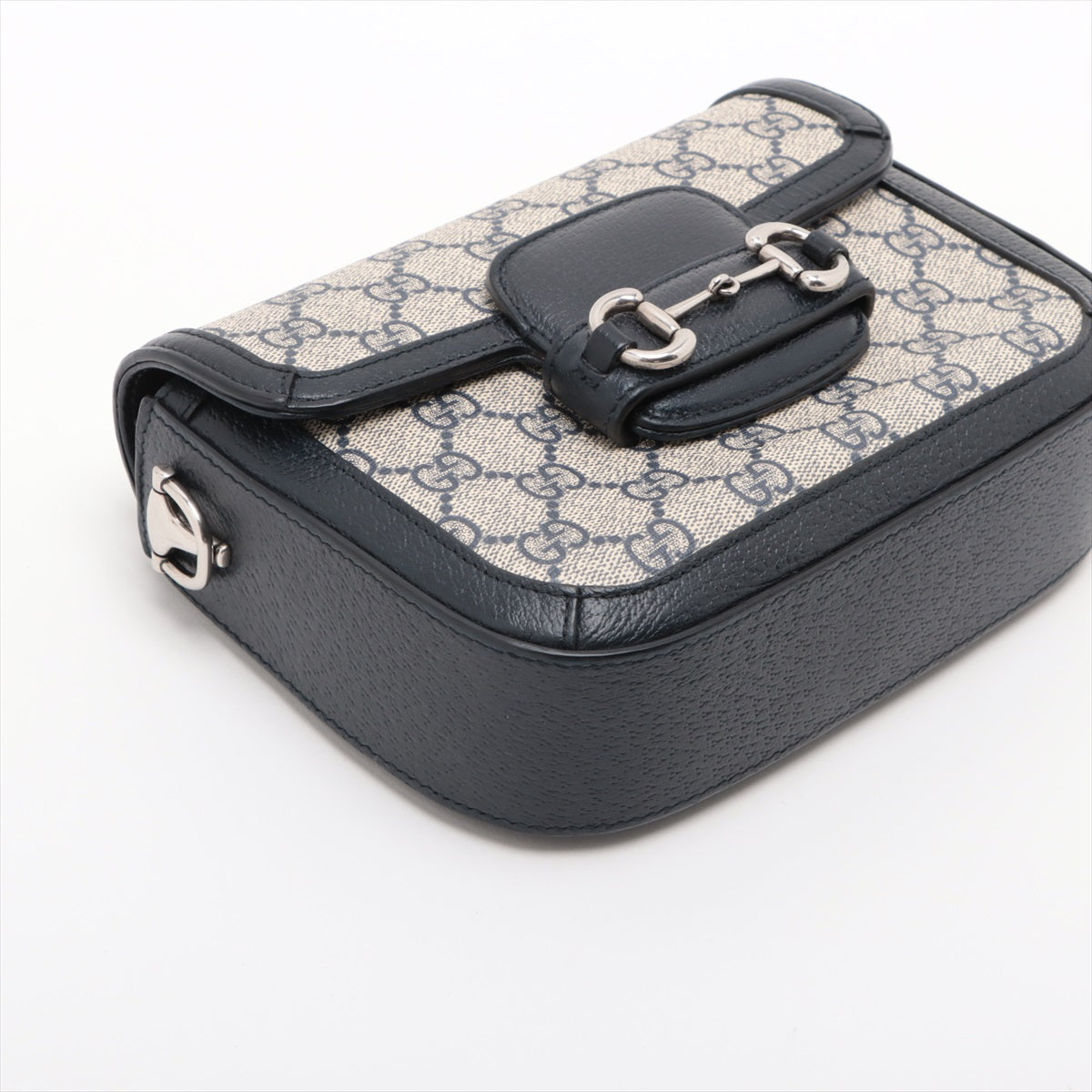 Gucci Navy Blue GG Supreme Horsebit 1955 Mini Shoulder Bag [Clearance Sale]