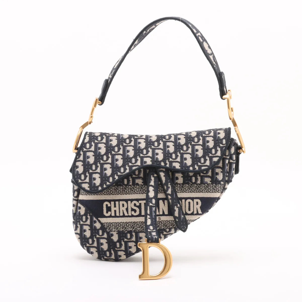 Dior Handbag Christian Oblique Jacquard Saddle Bag Blue