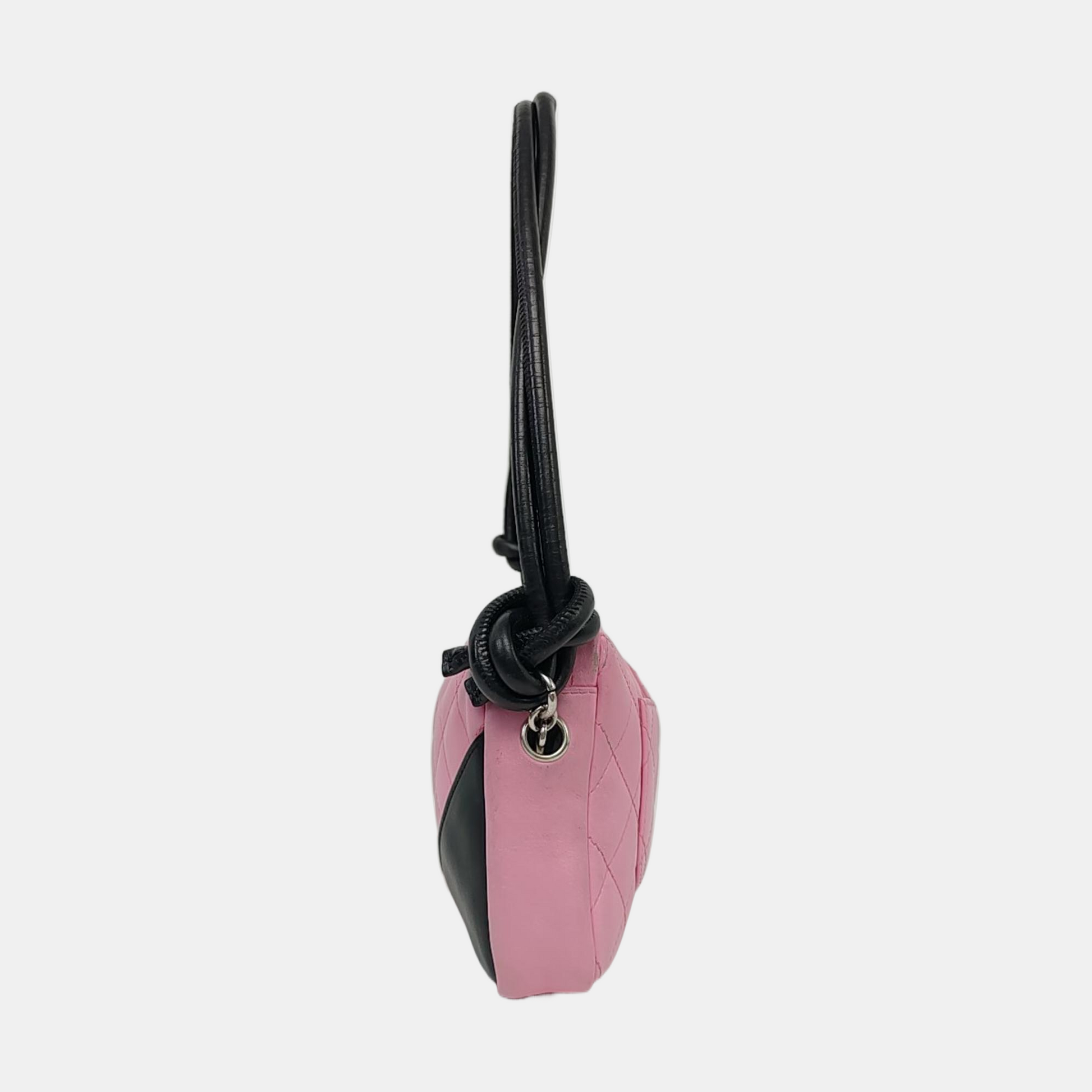 Chanel Cambon Black Pink Leather Clutch Bag