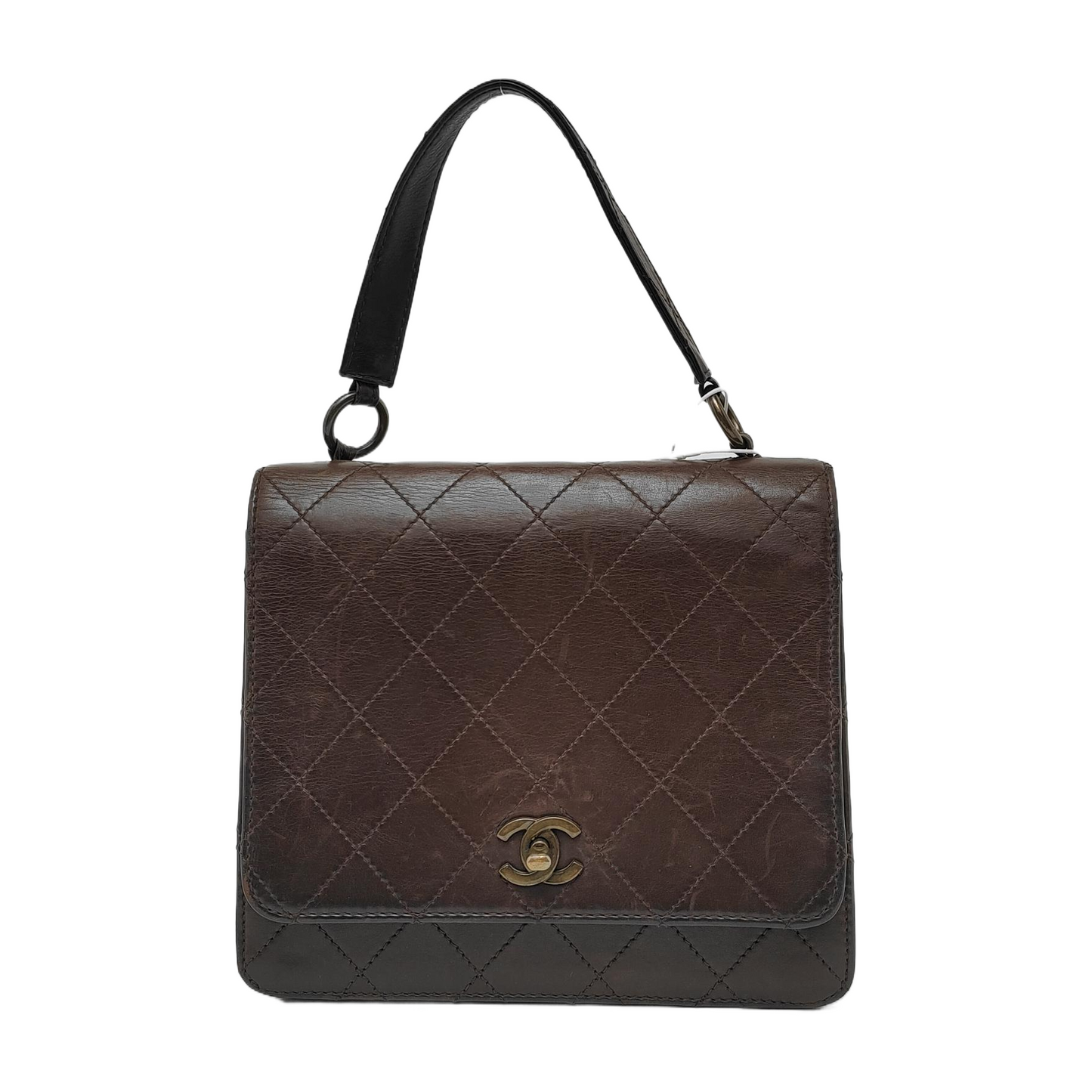 Chanel Kelly Calfskin Top Handle Brown Leather Handbag