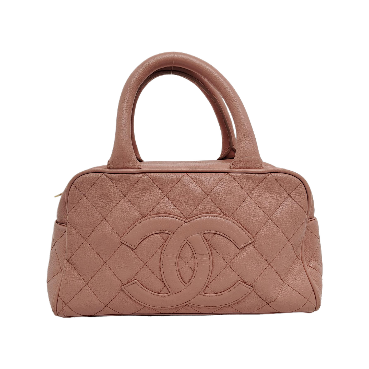 Chanel Boston Bowling Caviar Top Handle Pink Small Leather Handbag