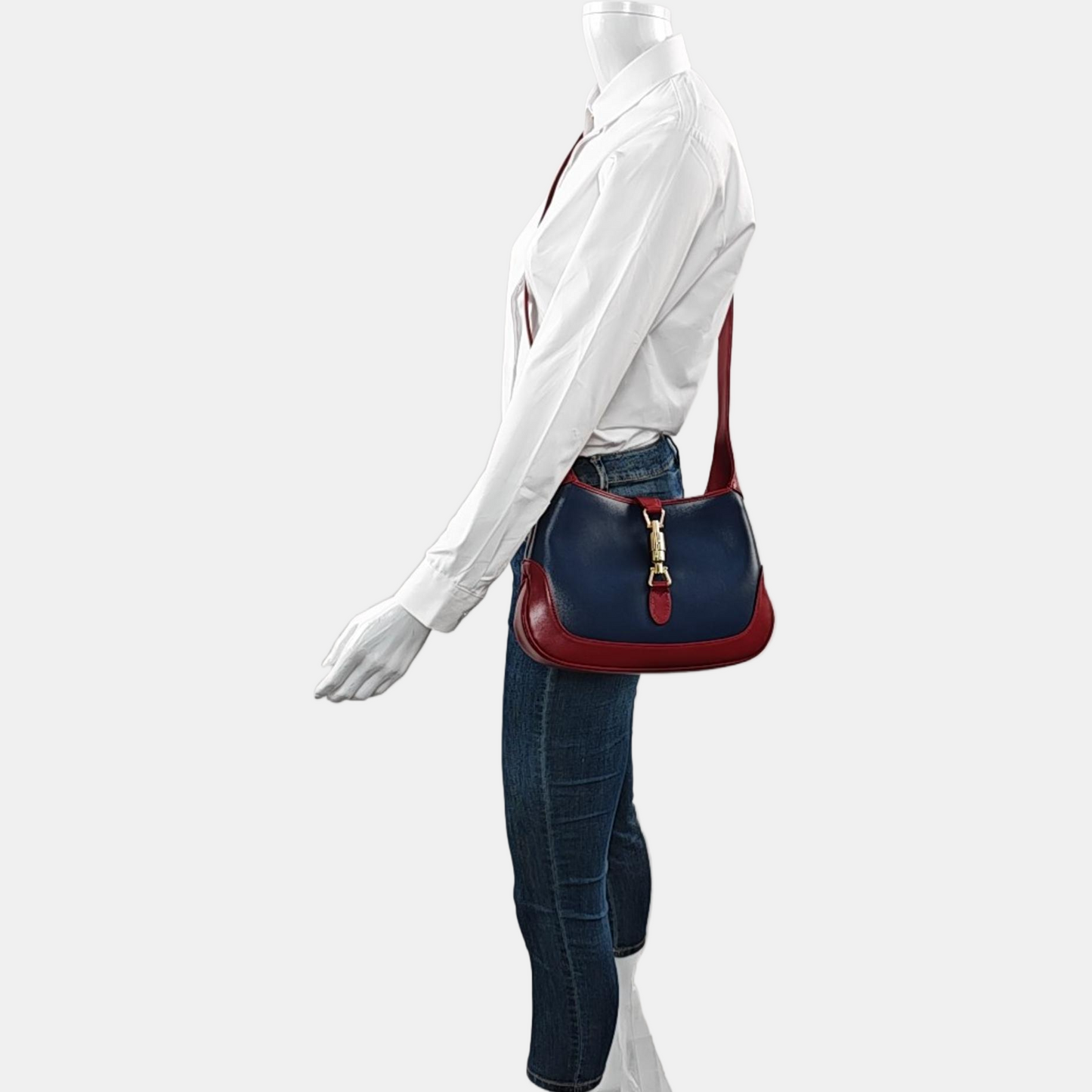 Gucci Jackie Burgundy Leather Navy Small Crossbody Bag