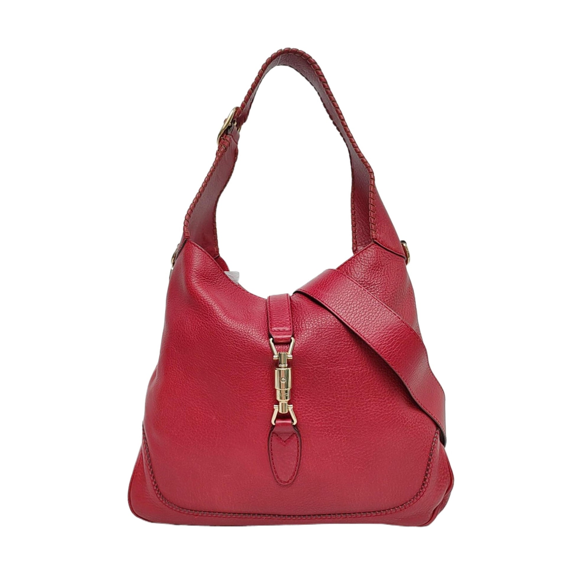 Gucci Jackie Leather Calfskin Red Medium Crossbody Bag