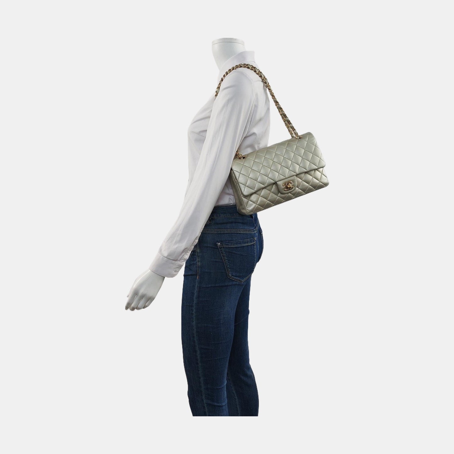 Chanel Classic Flap Lambskin HW Gold Leather Handbag