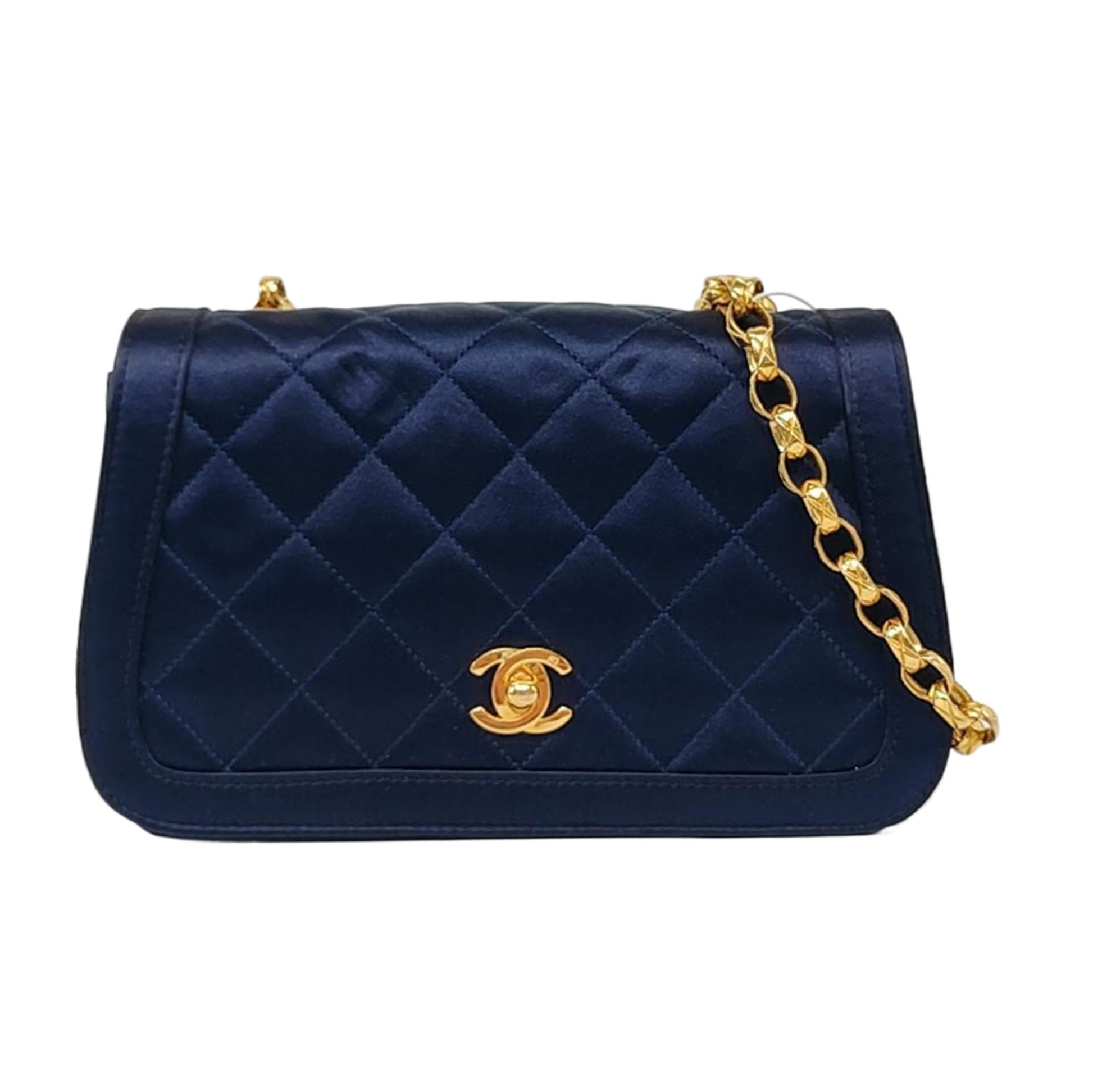 Chanel Flap Navy Silk Satin Bijou Shoulder Bag