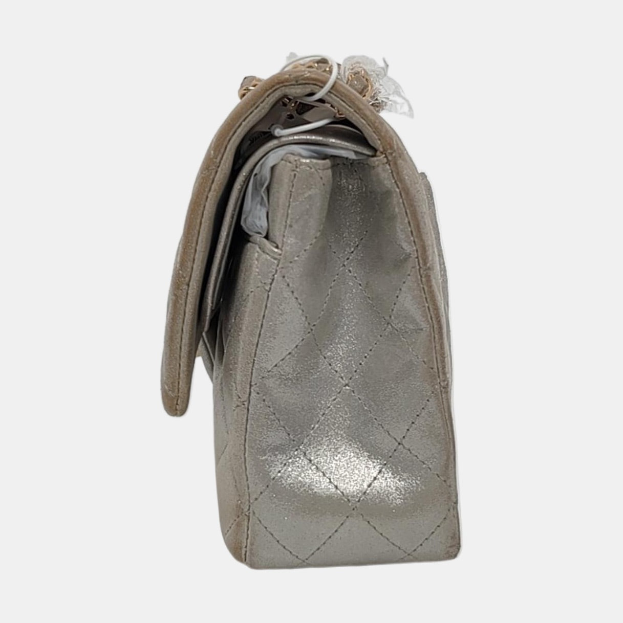 Chanel Classic Flap Iridescent Aged Calfskin Hardware Gold Silver Leather Handbag