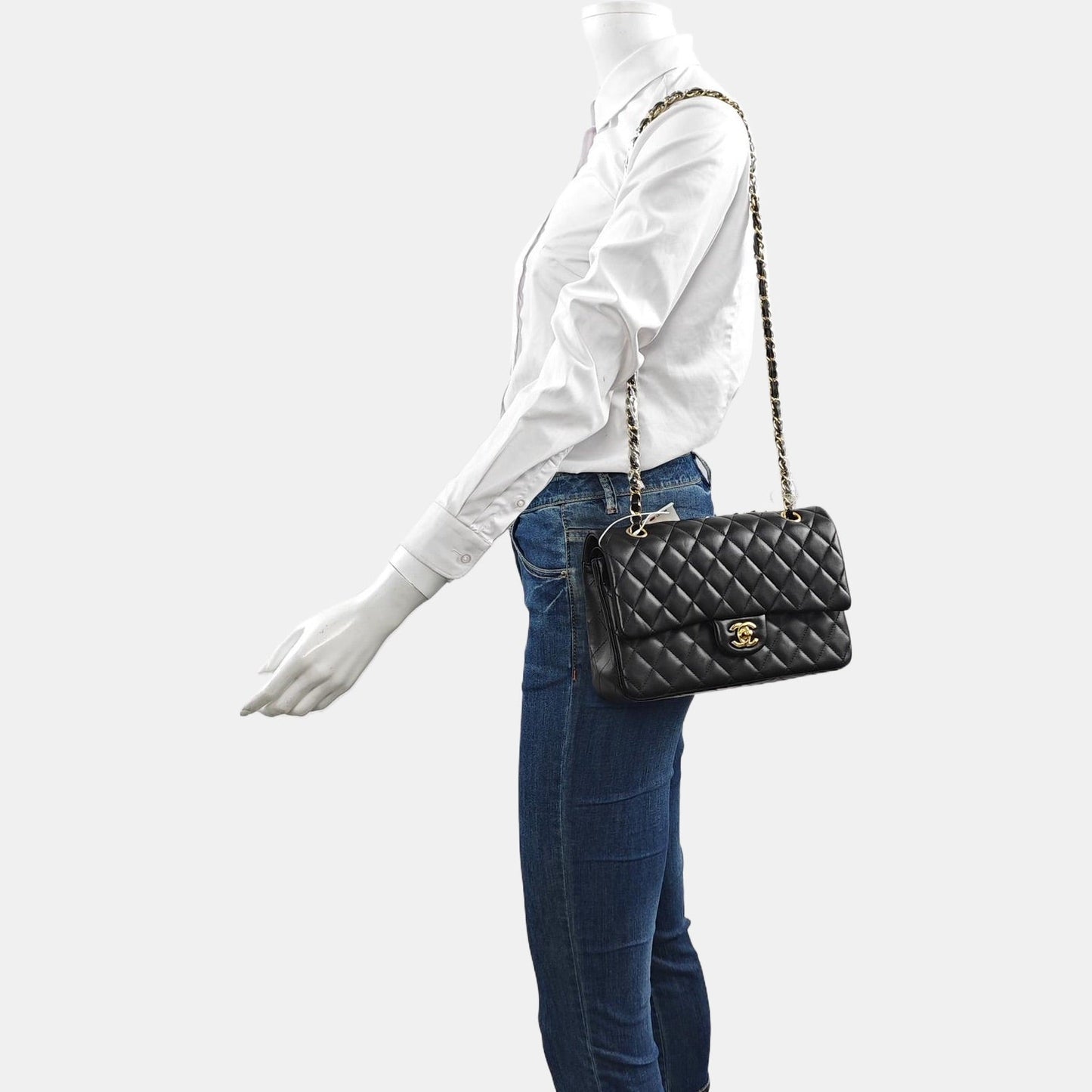 Chanel Timeless Classic Flap Lambskin Hardware Black Gold Leather Handbag Hardware 1