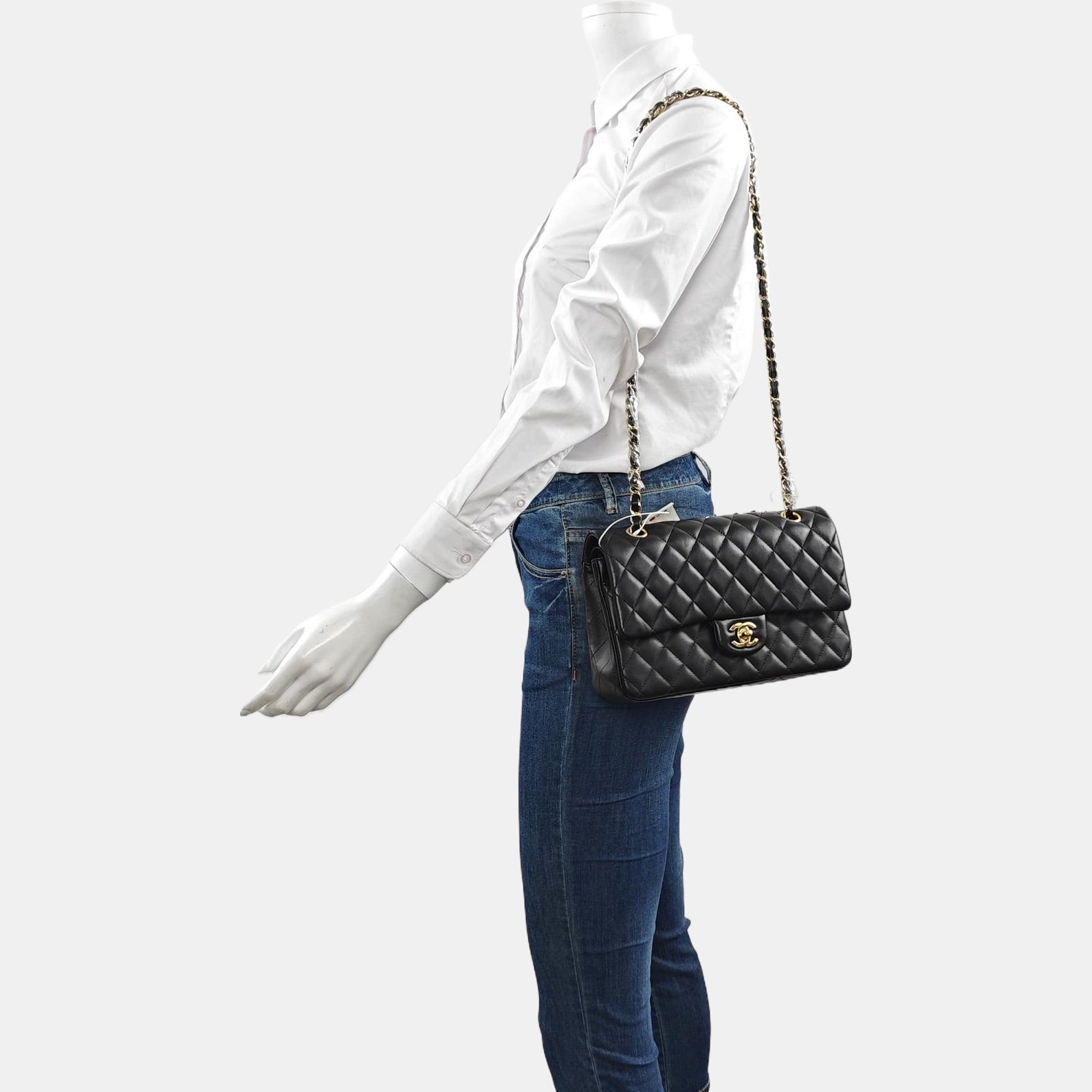Chanel Timeless Classic Flap Lambskin Hardware Black Gold Leather Handbag Hardware 1