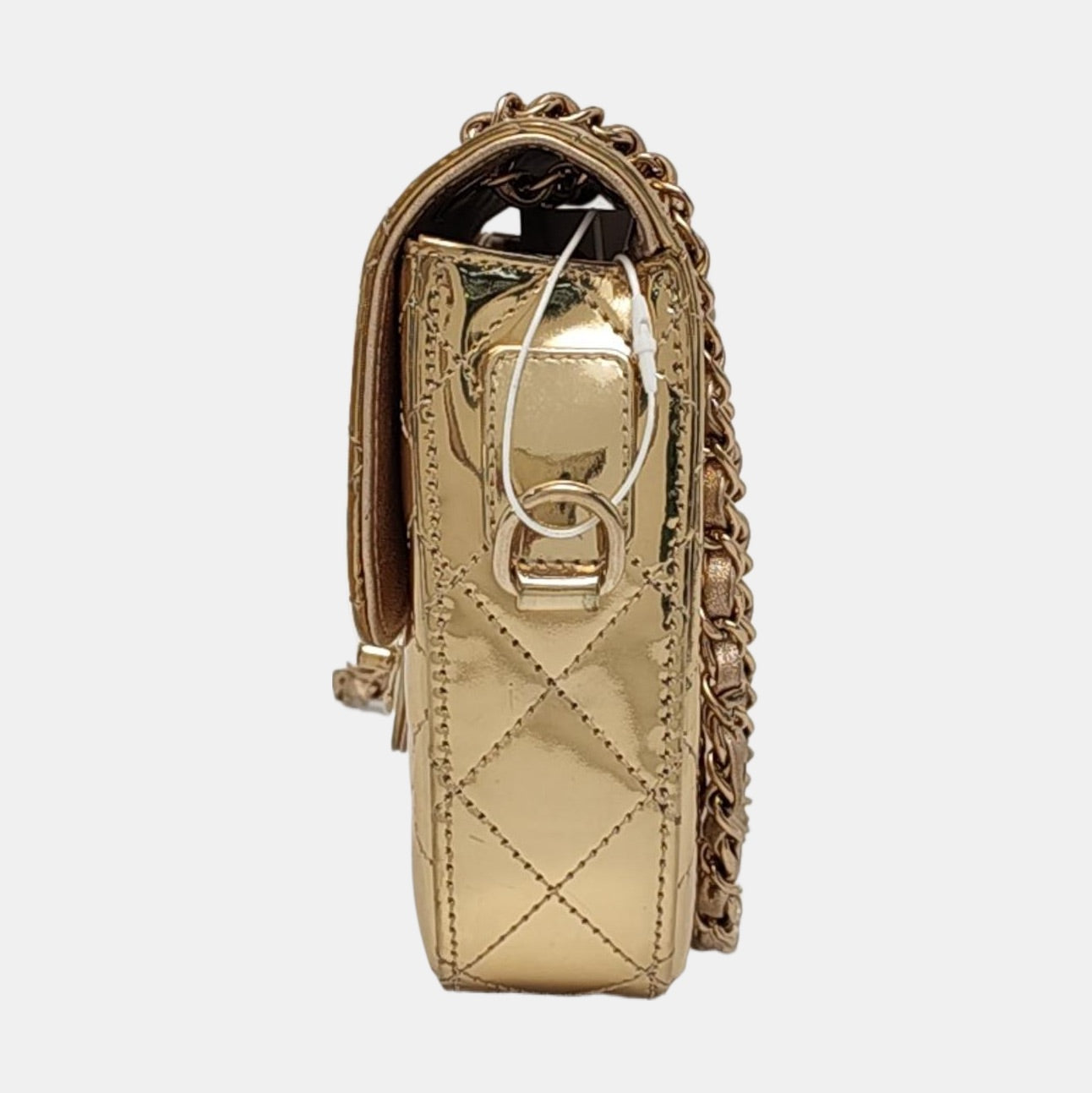 Chanel Classic Flap Square Star Purse Patent Gold Leather Mini Bag