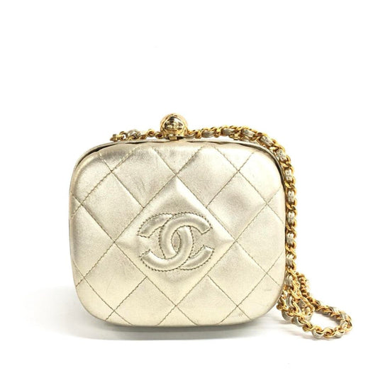 Chanel Kiss Clasp Super Lambskin Gold Lock Leather Crossbody Bag