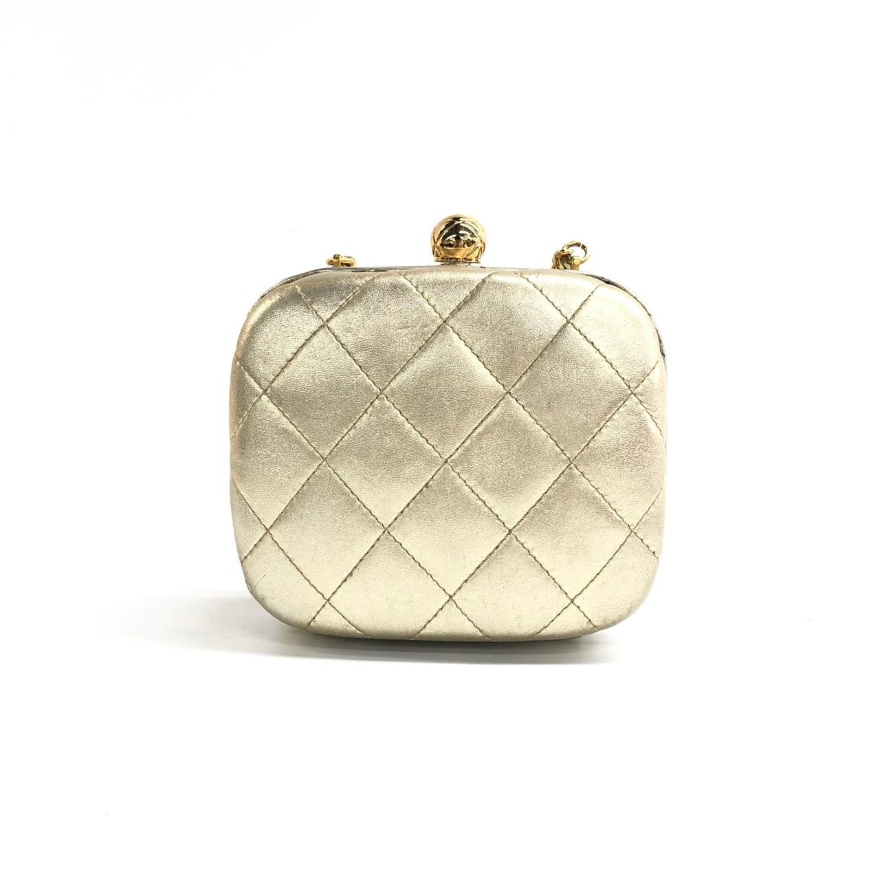 Chanel Kiss Clasp Super Lambskin Gold Lock Leather Crossbody Bag