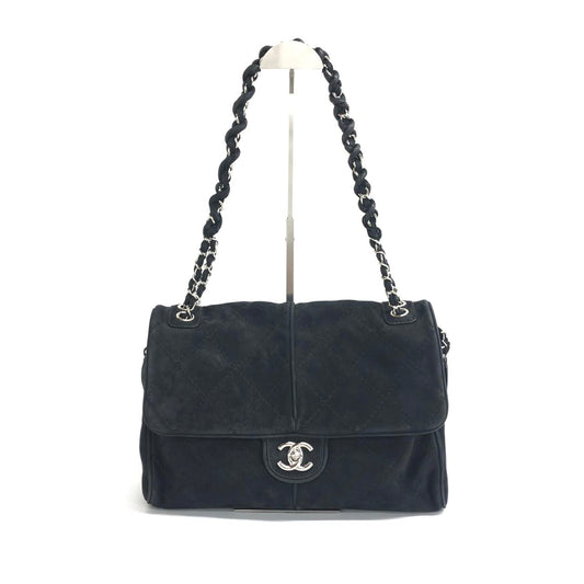 Chanel Nubuck Suede Darjeeling Flap Ultimate Stitch Black Shoulder Bag