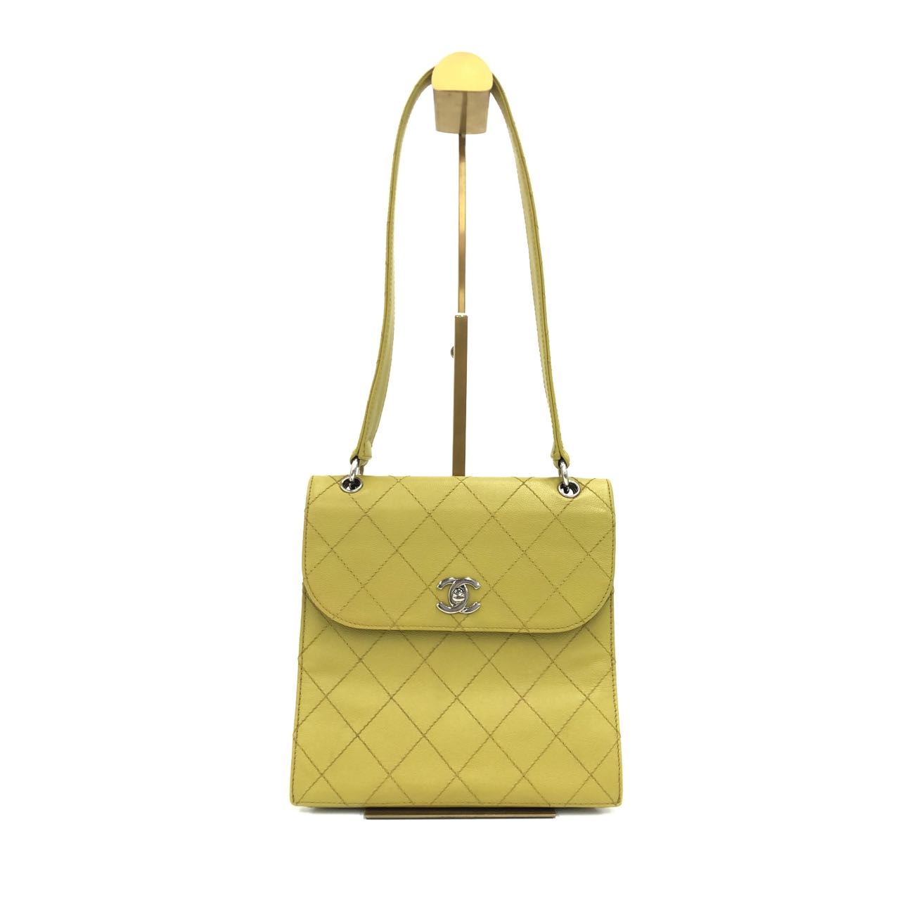 Chanel Kelly Flap Yellow Caviar 24k Hardware Gold Leather Shoulder Bag