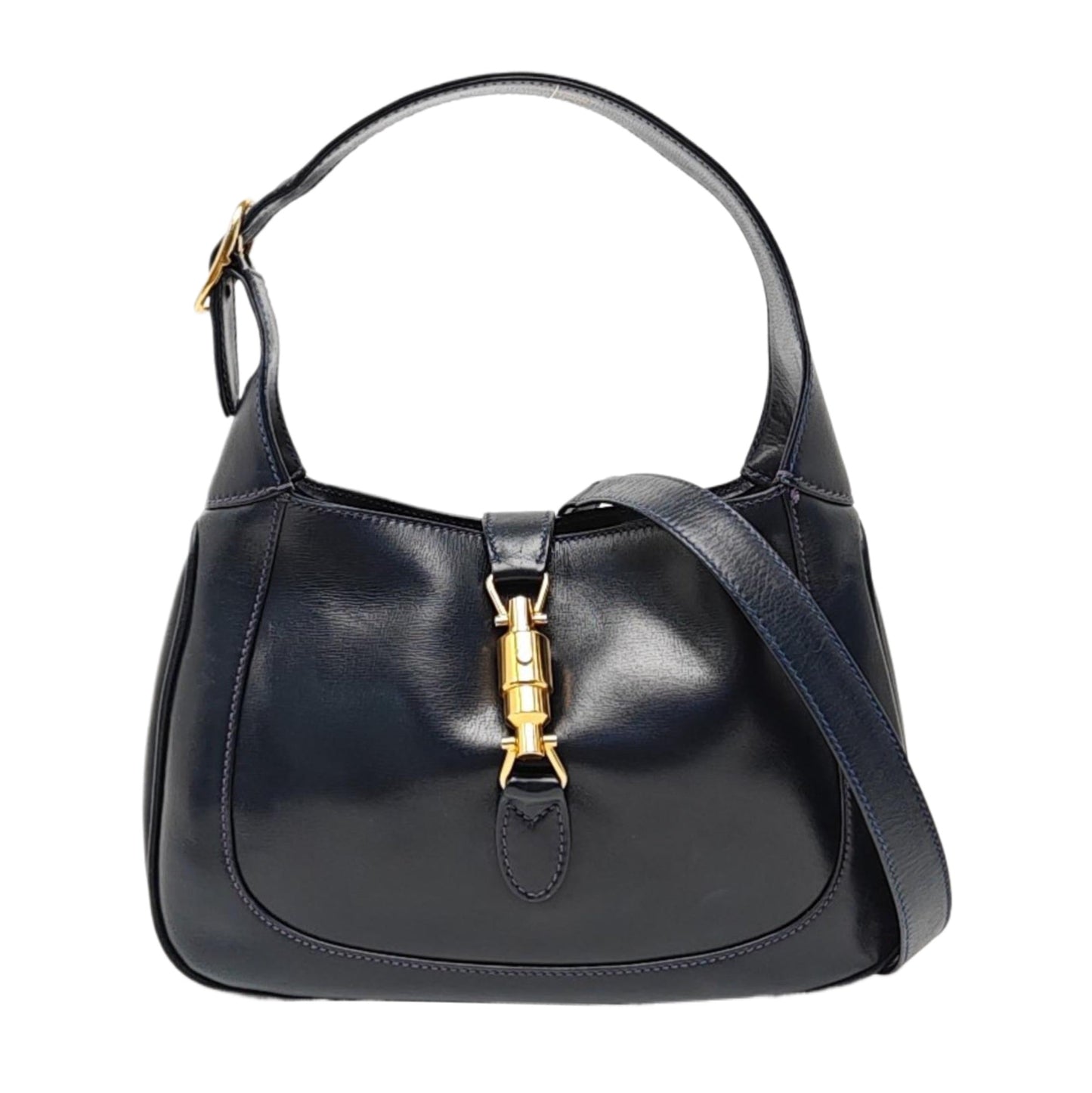 Gucci Jackie Adjustable Strap Leather Navy Small Handbag