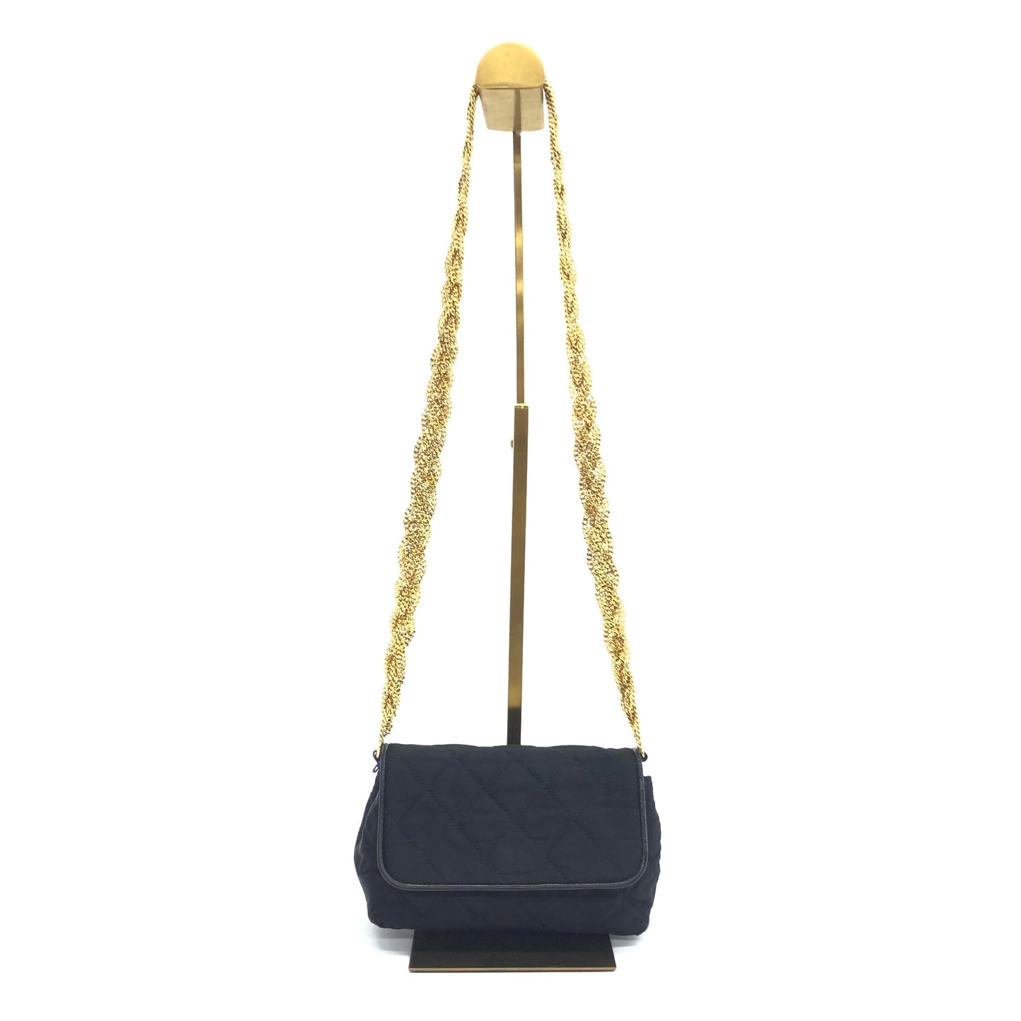Chanel Fabric Flap Woven Black Gold Shoulder Bag