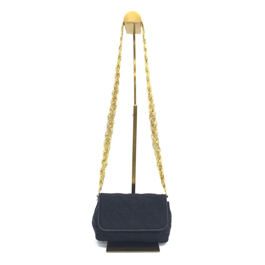 Chanel Fabric Flap Woven Black Gold Shoulder Bag