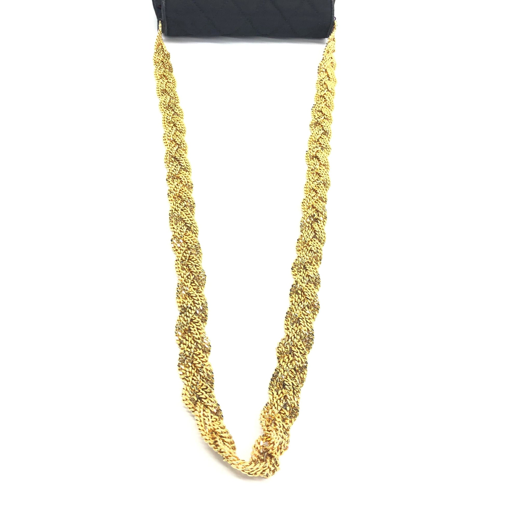 Chanel Fabric Flap Woven Black Gold Shoulder Bag