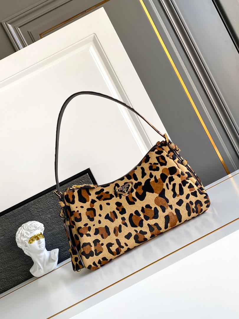 Prada Leopard Hobo Handbag Shoulder Bag