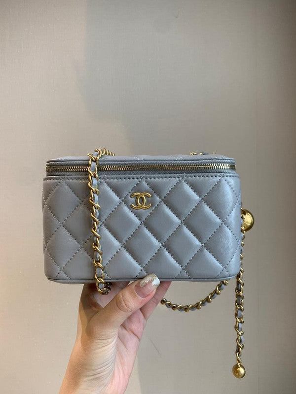 Chanel Pearl Crush Vanity Case with Chain Quilted Lambskin Small