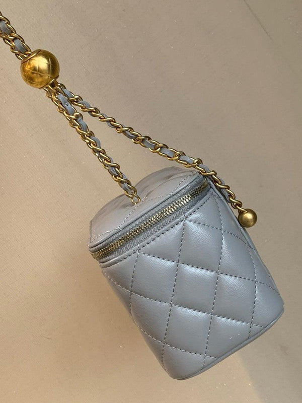 Chanel Pearl Crush Vanity Case With Chain Quilted Lambskin Small Bag