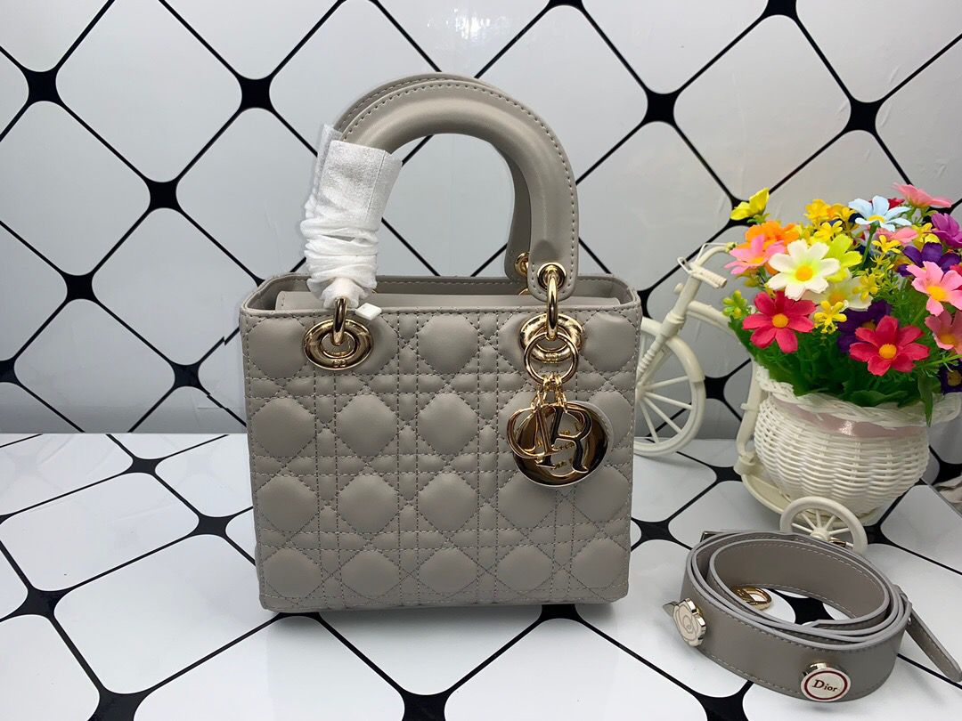 Lady Toned Hardware Dark Cd Gold Grey Small Crossbody Bag
