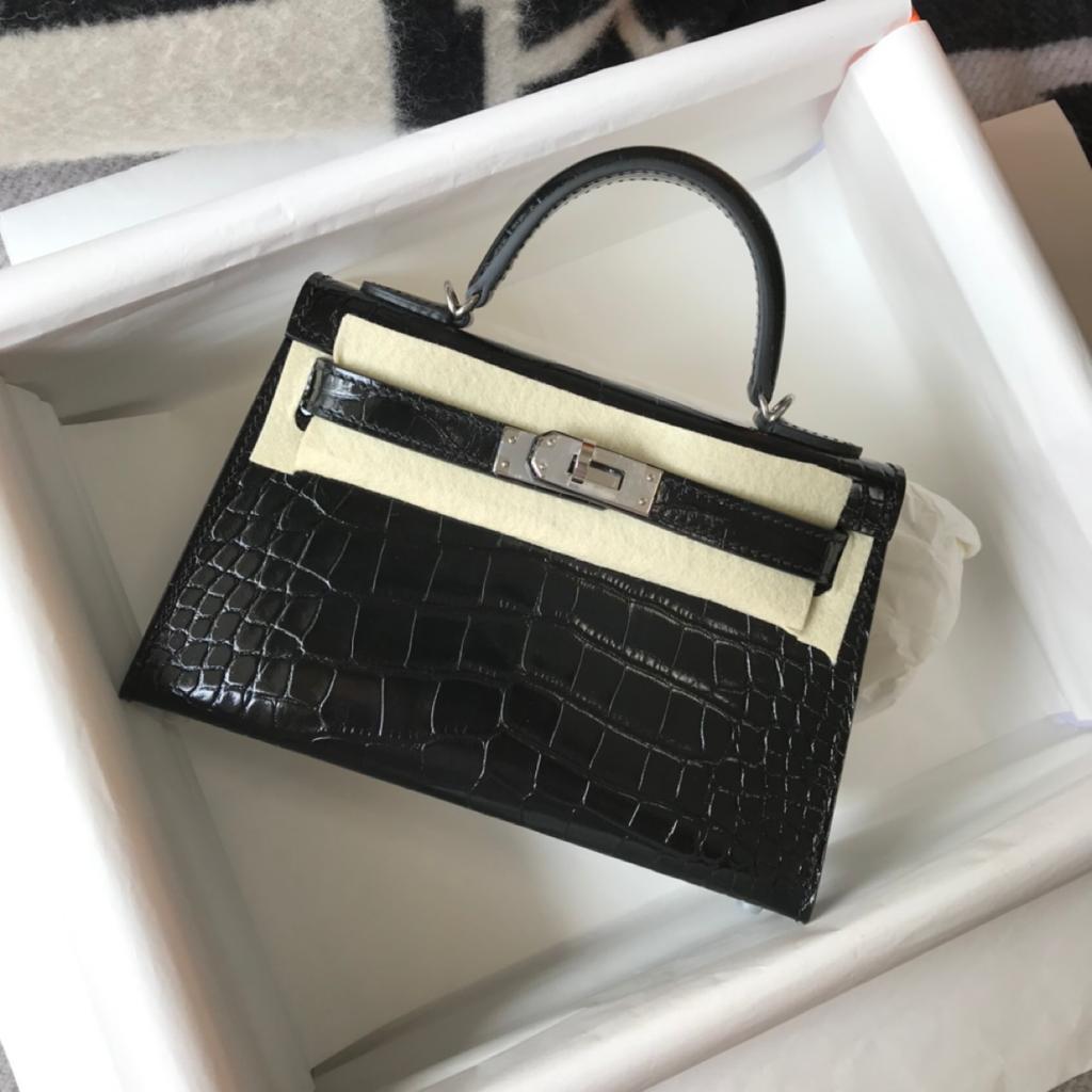 Top Quality Kelly Sitop Qualityer Toned Hardware Black Mini Shoulder Bag