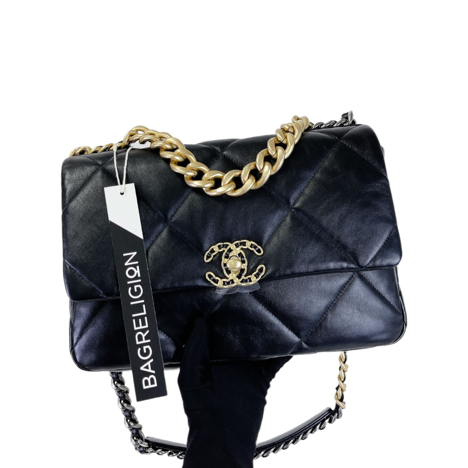 Chanel 19 Lambskin MHW Handbag Leather Black Crossbody Bag