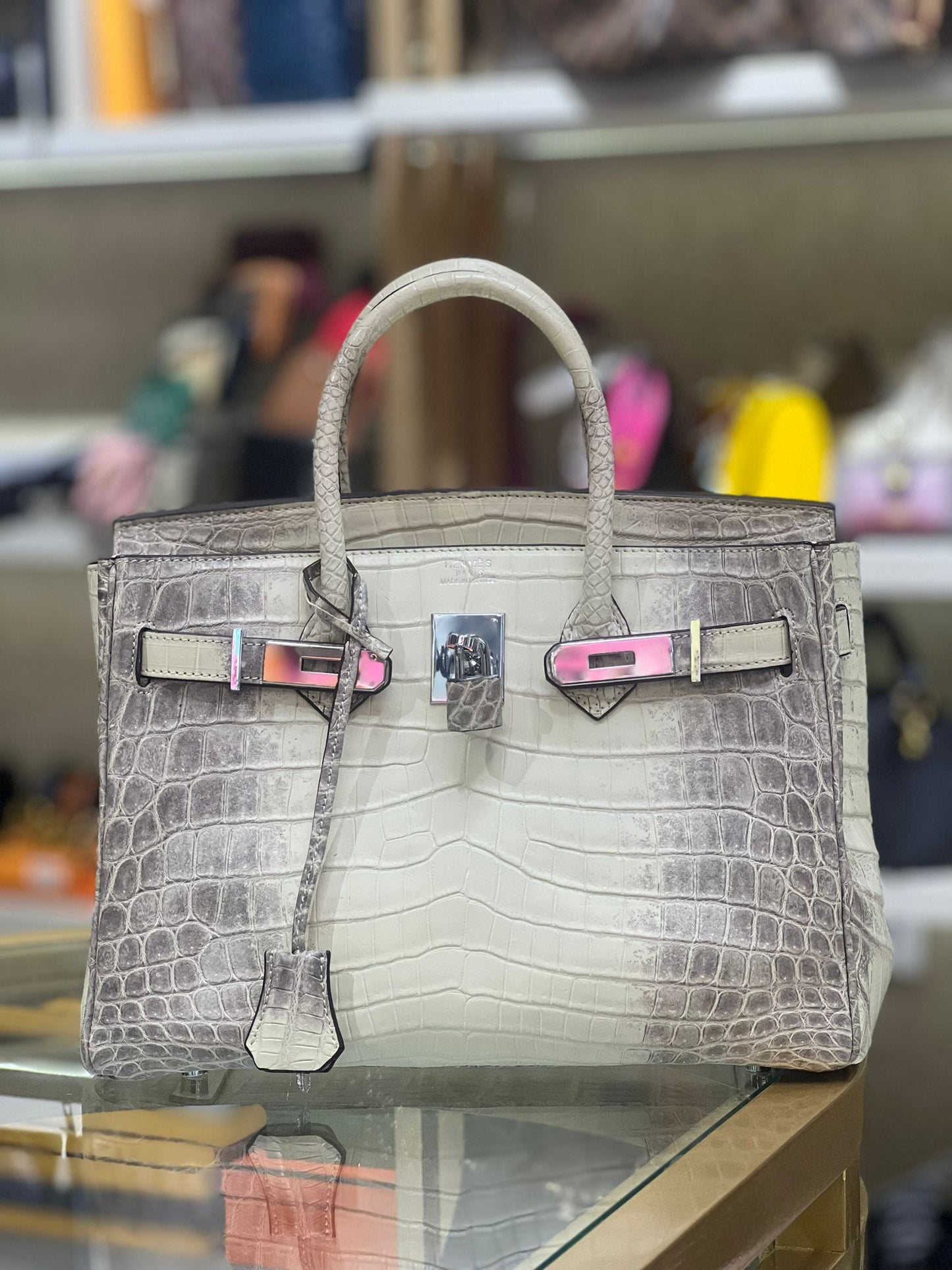 Hermes Luxury Birkin Himalayan Himalaya Crocodile Handbag Travel Bag