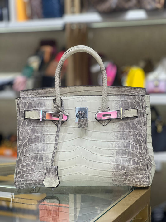 Hermes Luxury Birkin Himalayan Himalaya Crocodile Handbag Travel Bag