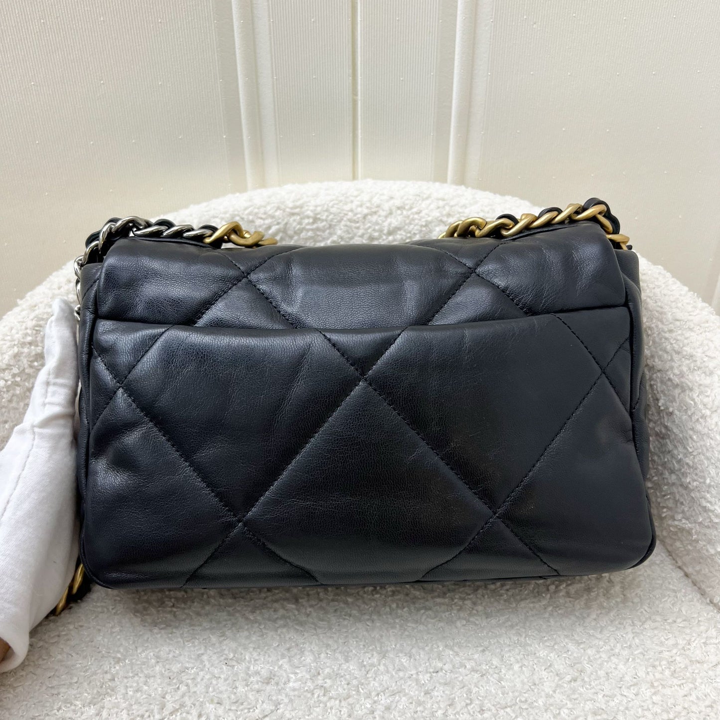 Chanel 19 Small Flap in Black Goatskin and 3 Tone Hw Handbag