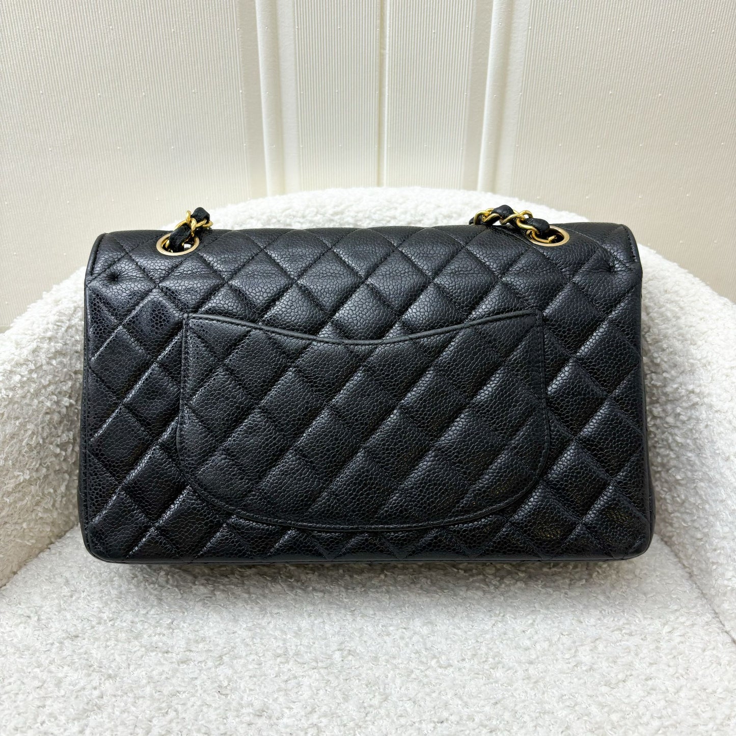 Chanel Medium Classic Flap Cf in Black Caviar and 24K Gold Plated Hw Handbag
