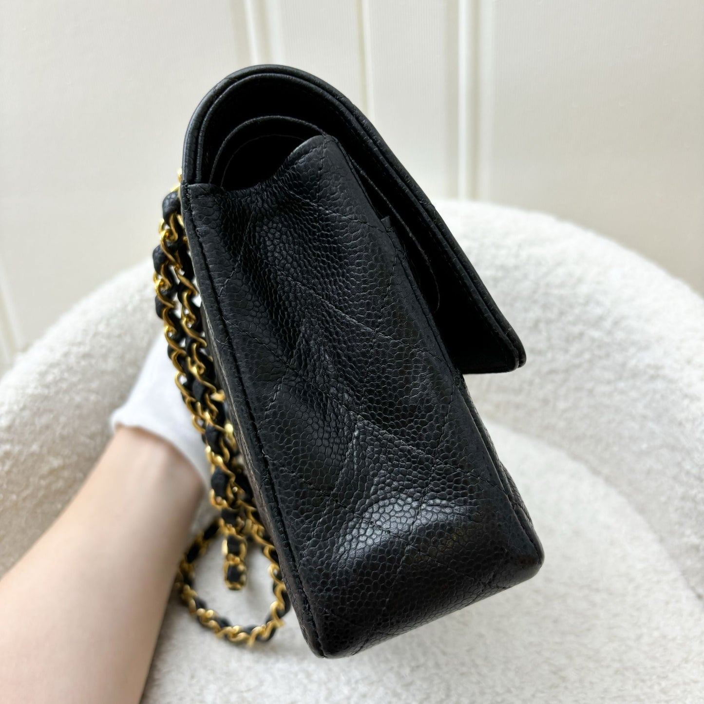 Chanel Medium Classic Flap Cf in Black Caviar and 24K Gold Plated Hw Handbag