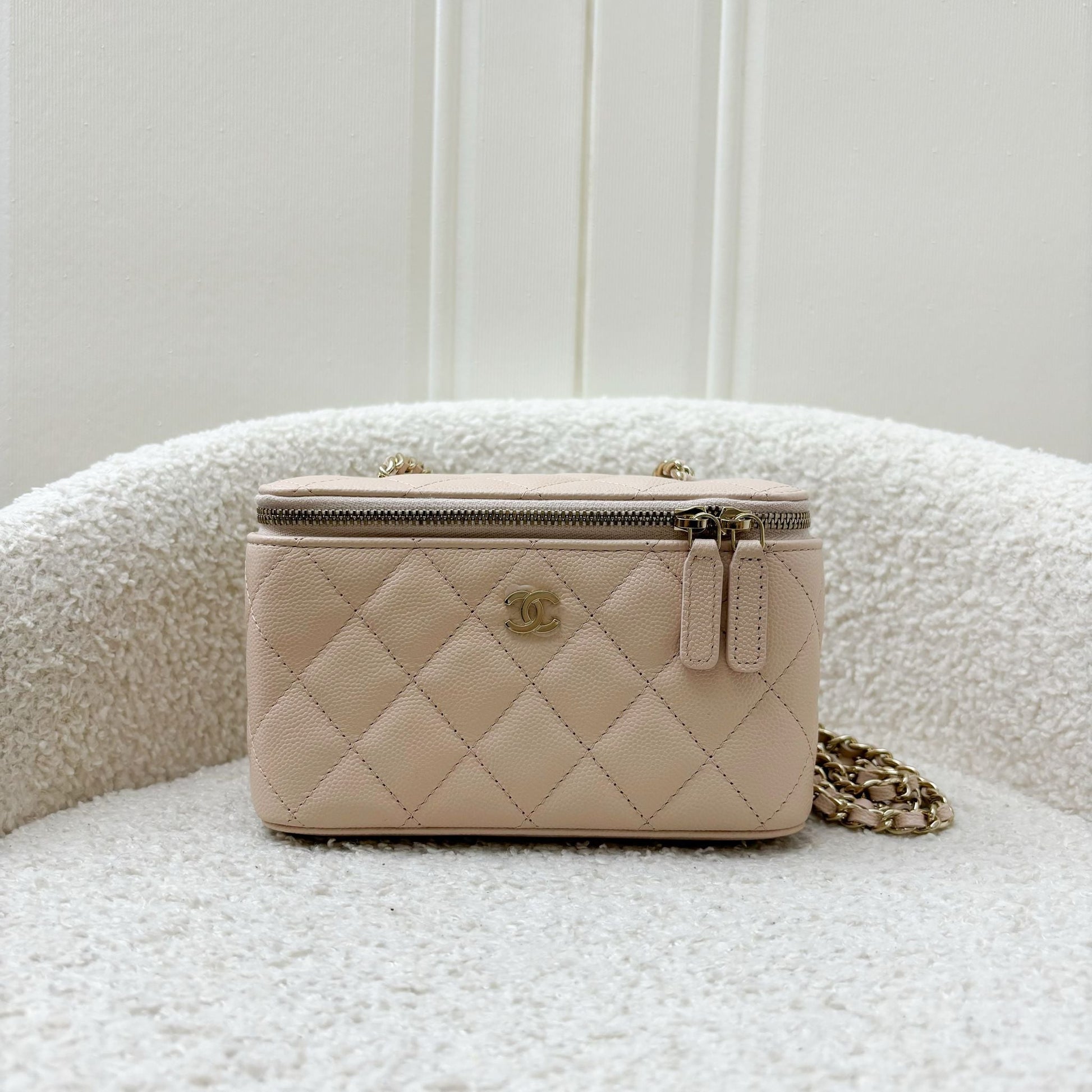 Chanel Classic Small Vanity in 22C Beige Caviar and Lghw Handbag