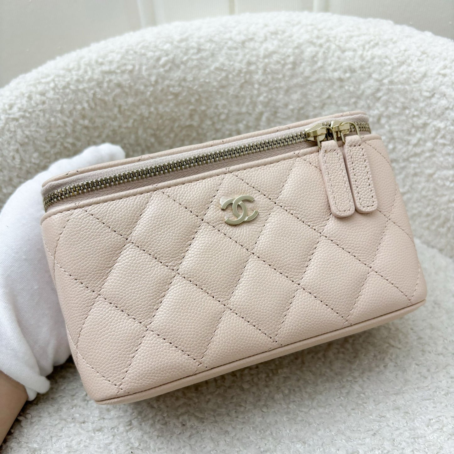 Chanel Classic Small Vanity In 22C Beige Caviar And Lghw Bag