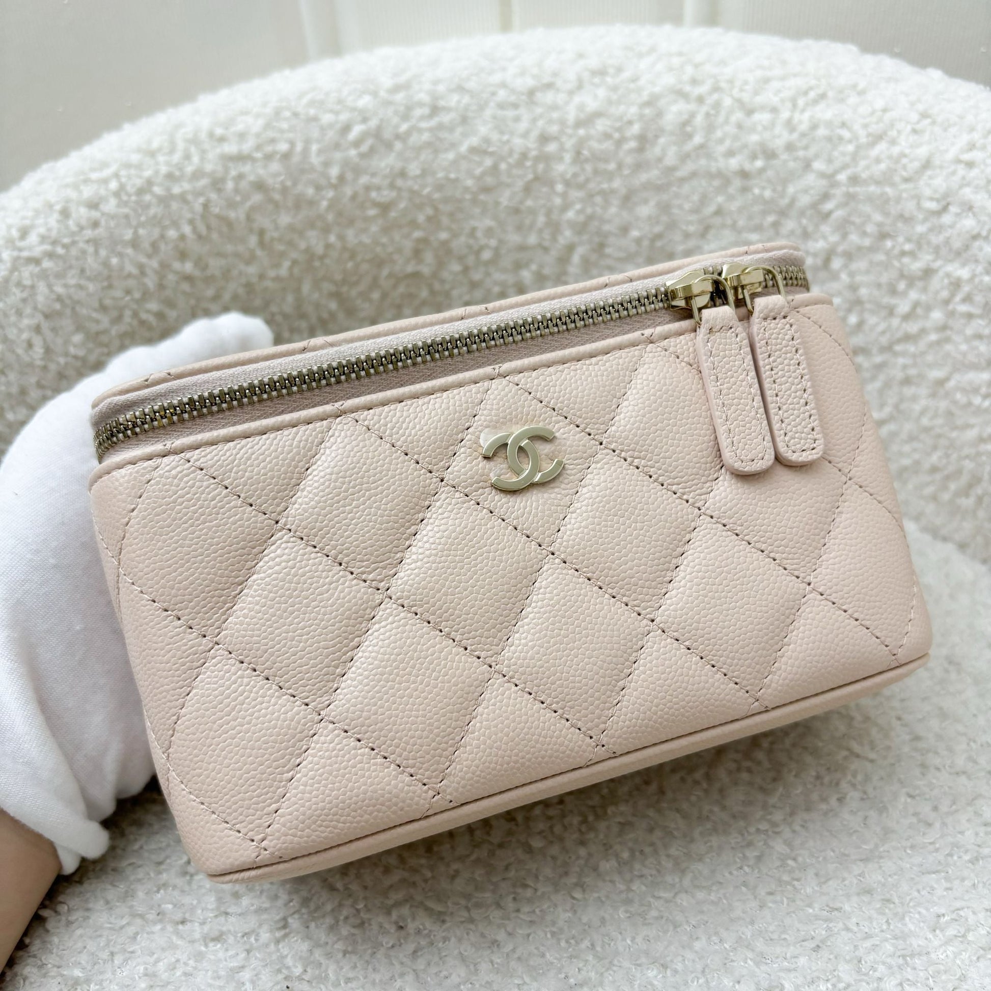 Chanel Classic Small Vanity In 22C Beige Caviar And Lghw Bag