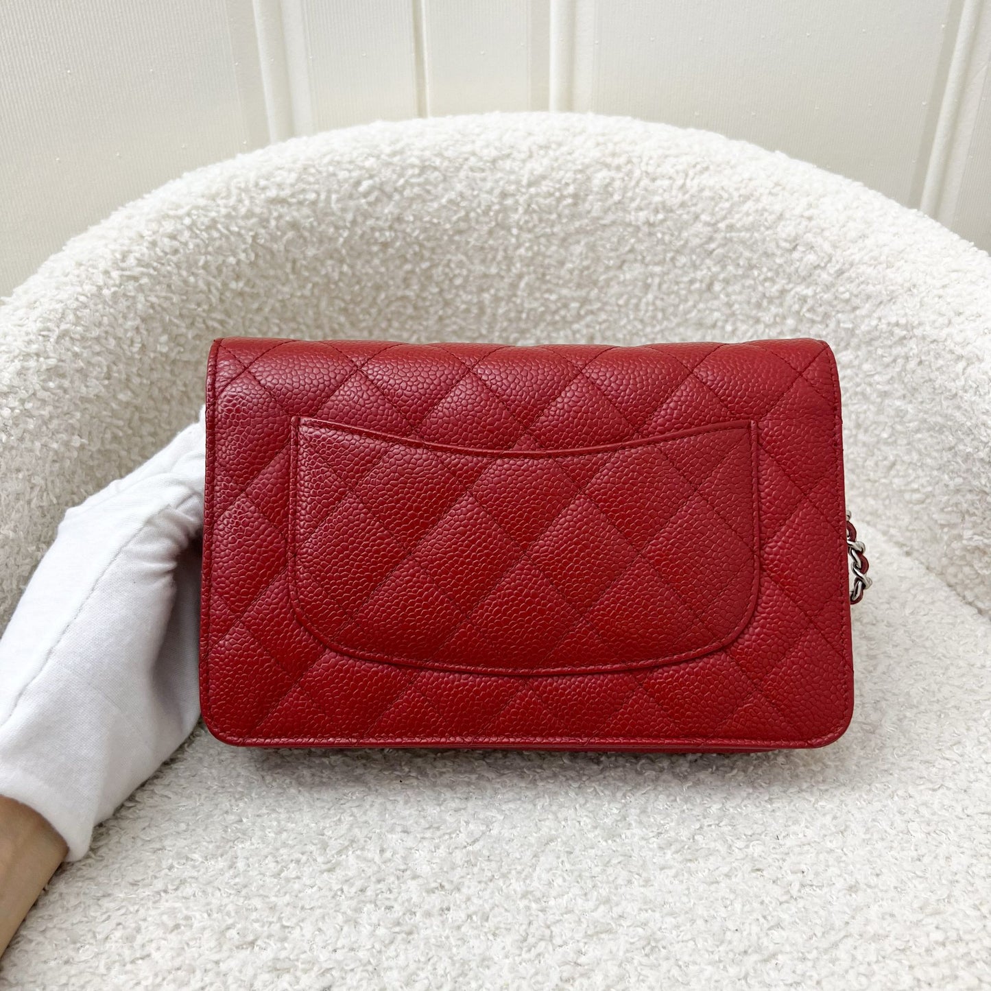 Chanel Classic Wallet On Chain Woc In Red Caviar And Shw Bag