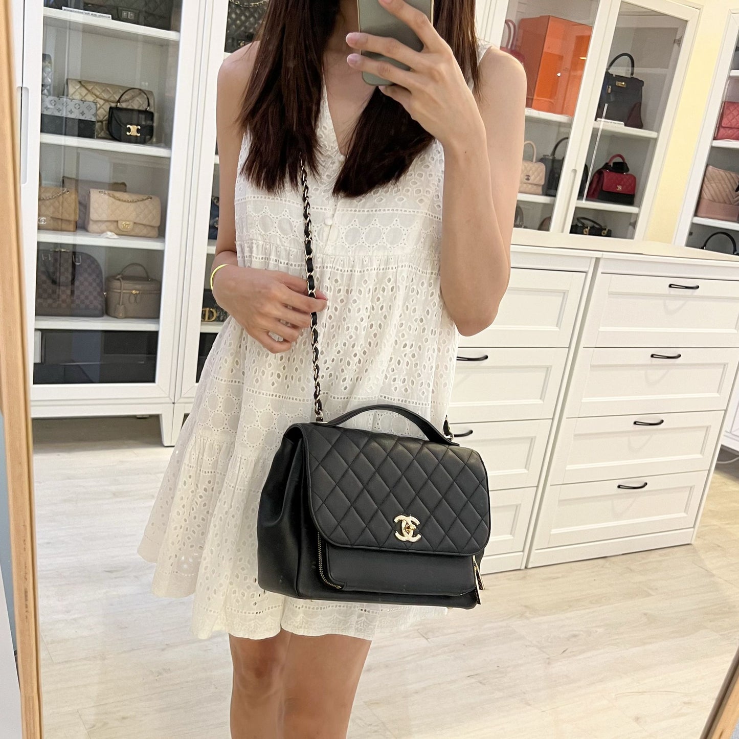 Chanel Large Business Affinity Flap In Black Caviar And Lghw Bag