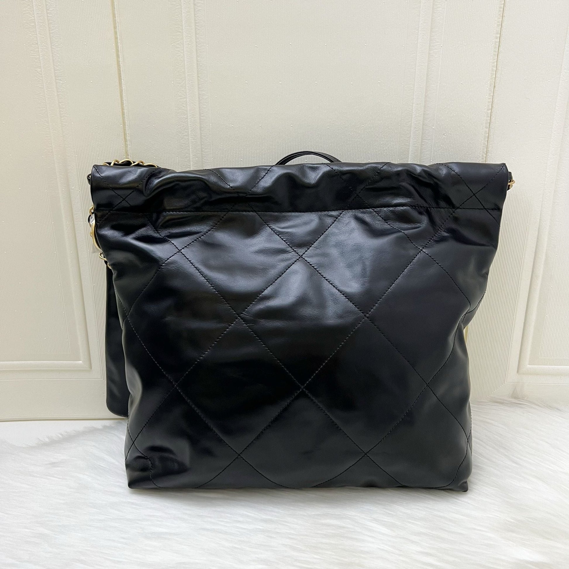 Chanel 22 Small Hobo Bag in Black Calfskin and Aghw