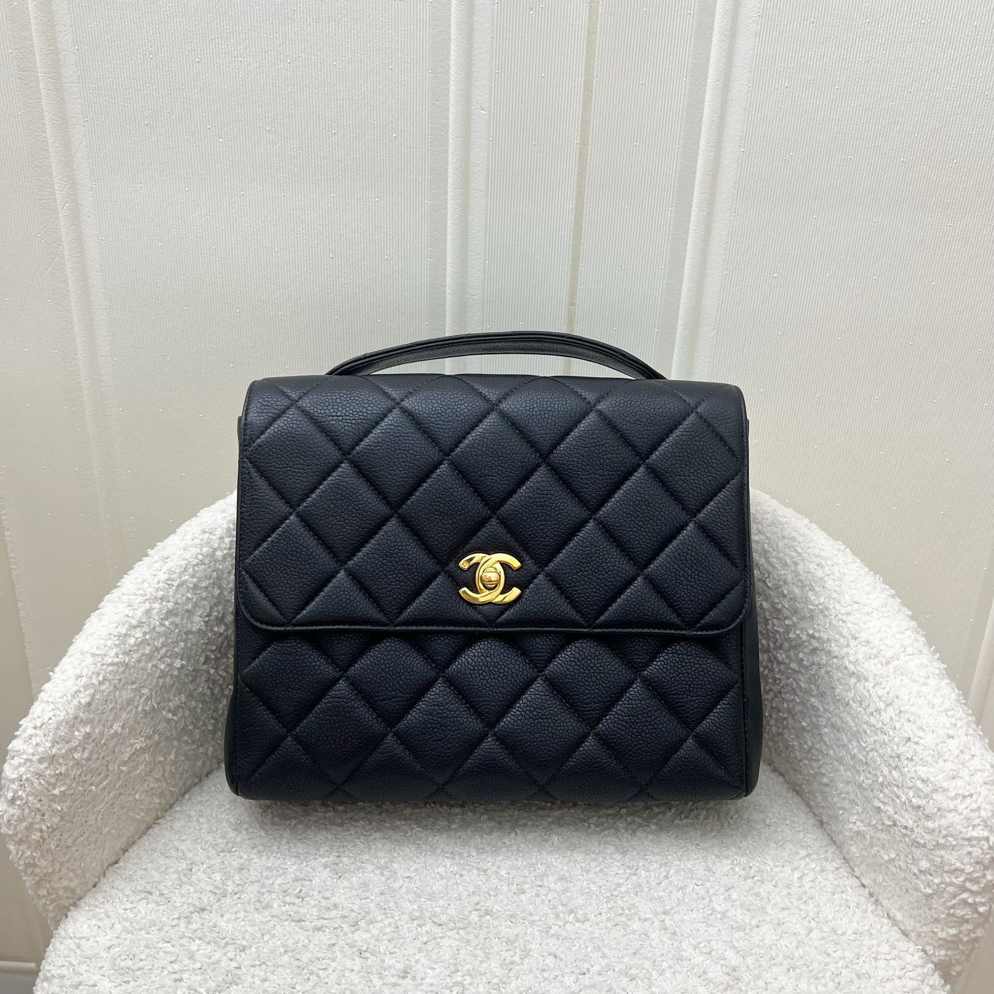 Chanel Medium Square Flap in Black Caviar and 24K Ghw Handbag