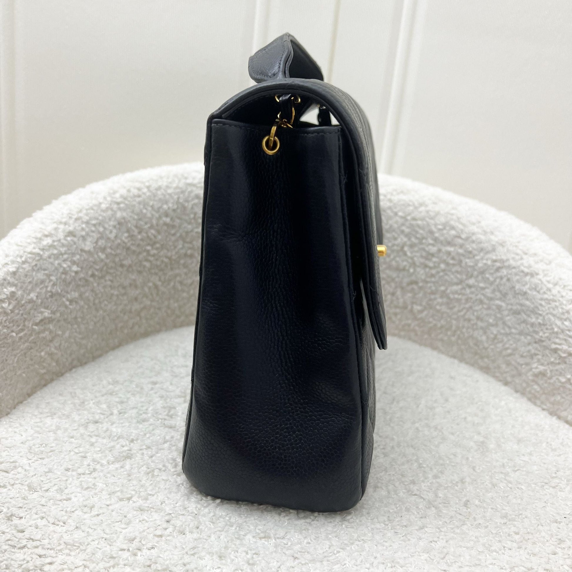 Chanel Medium Square Flap In Black Caviar And 24K Ghw Bag