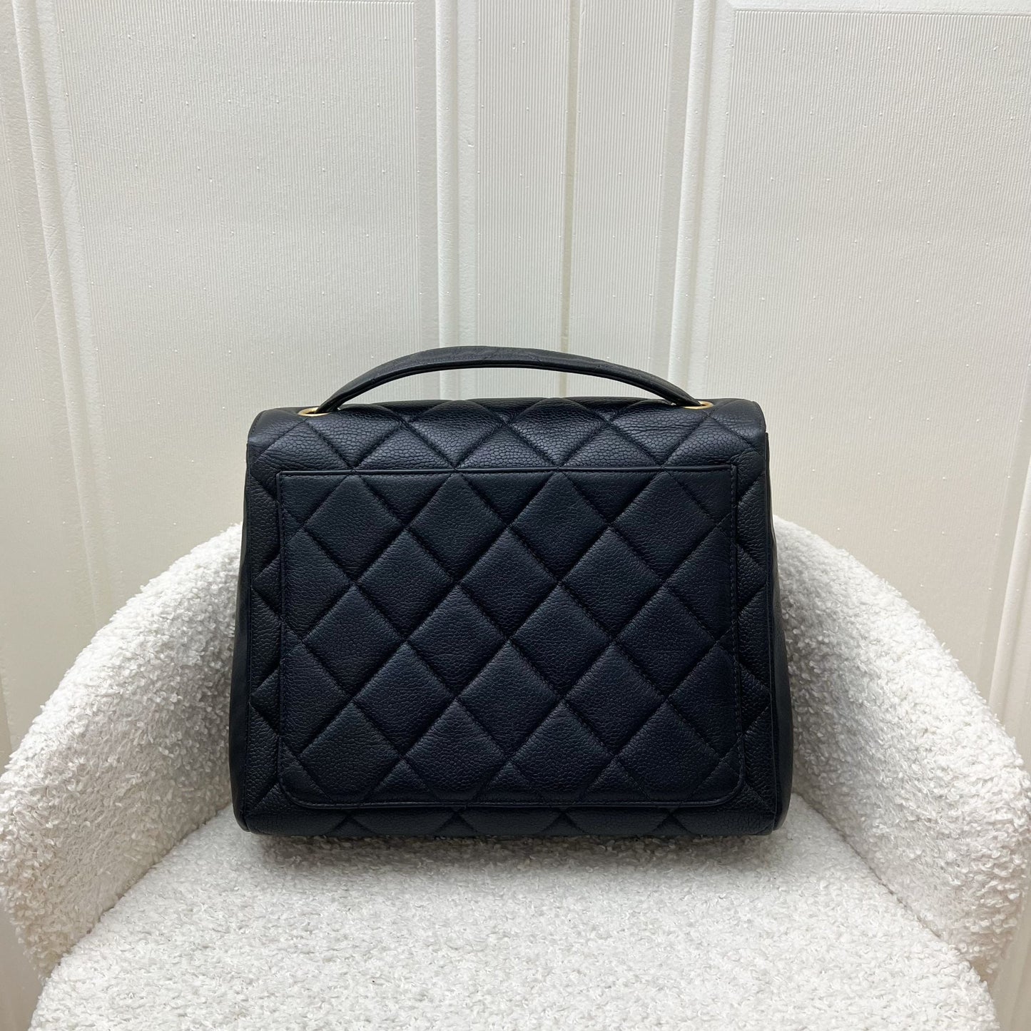 Chanel   Medium Square Flap in Black Caviar and 24K GHW